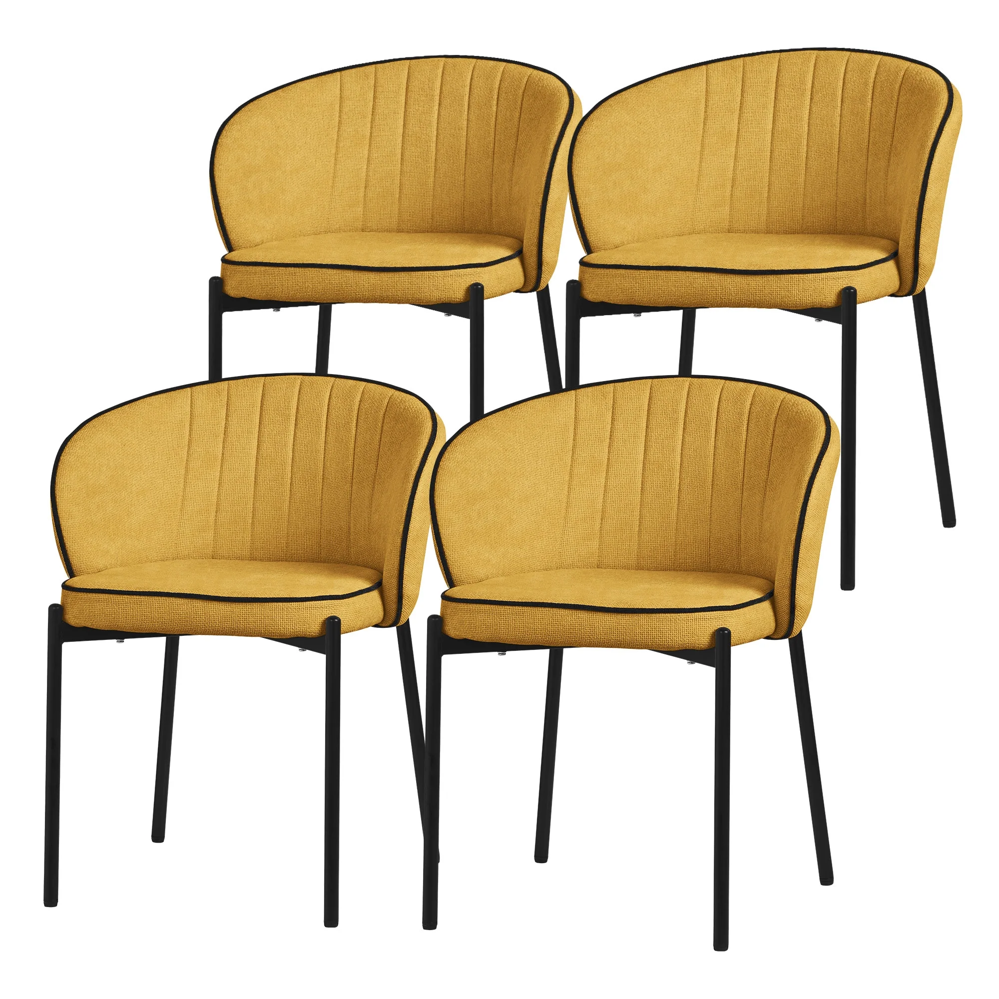 Esszimmerstühle Set mit Stoffbezug und Metallbeinen, ergonomische Rückenlehne - Image 17