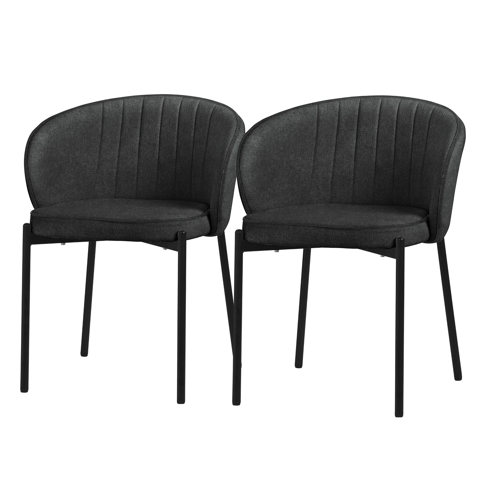 Esszimmerstühle Set mit Stoffbezug und Metallbeinen, ergonomische Rückenlehne - Image 18