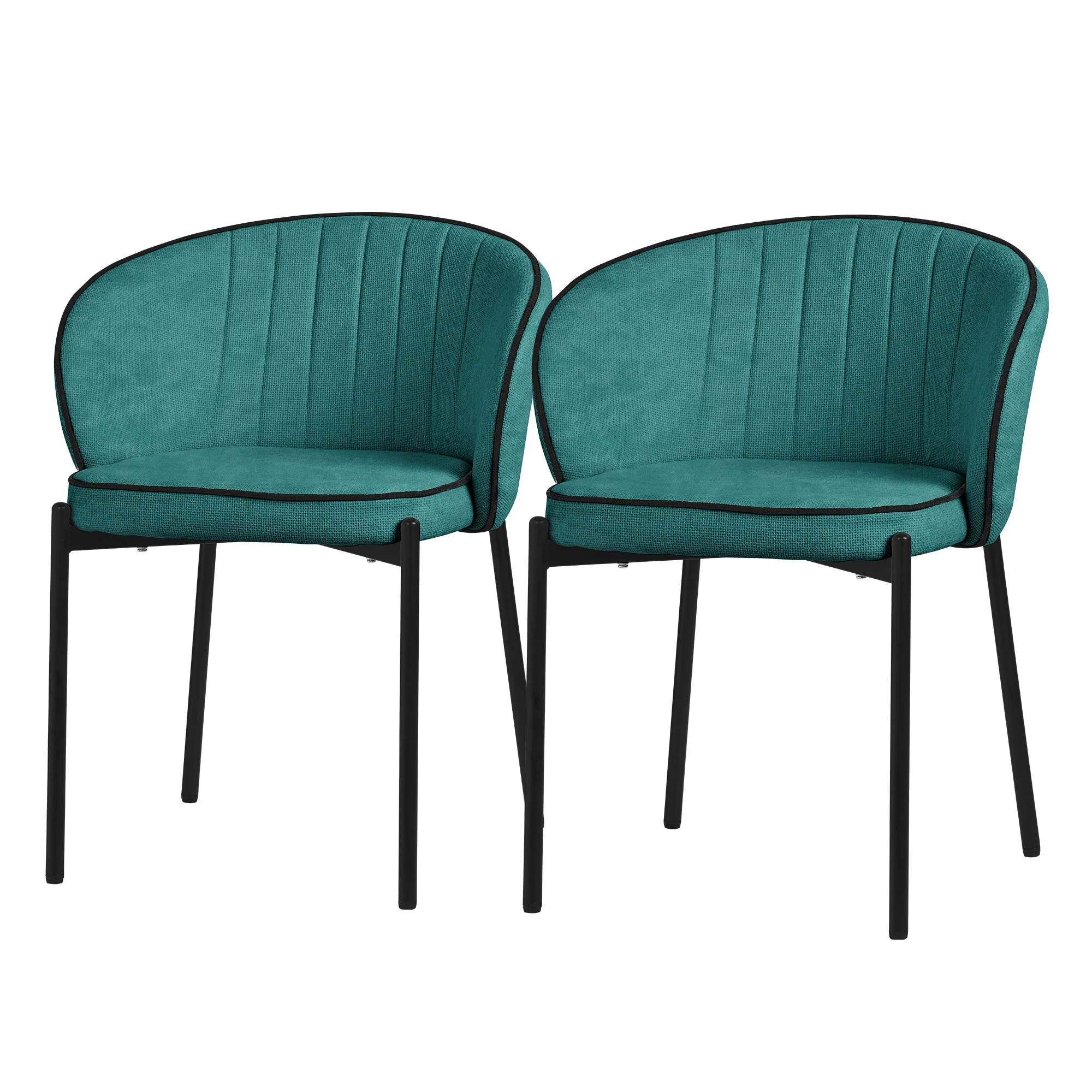 Esszimmerstühle Set mit Stoffbezug und Metallbeinen, ergonomische Rückenlehne - Image 2