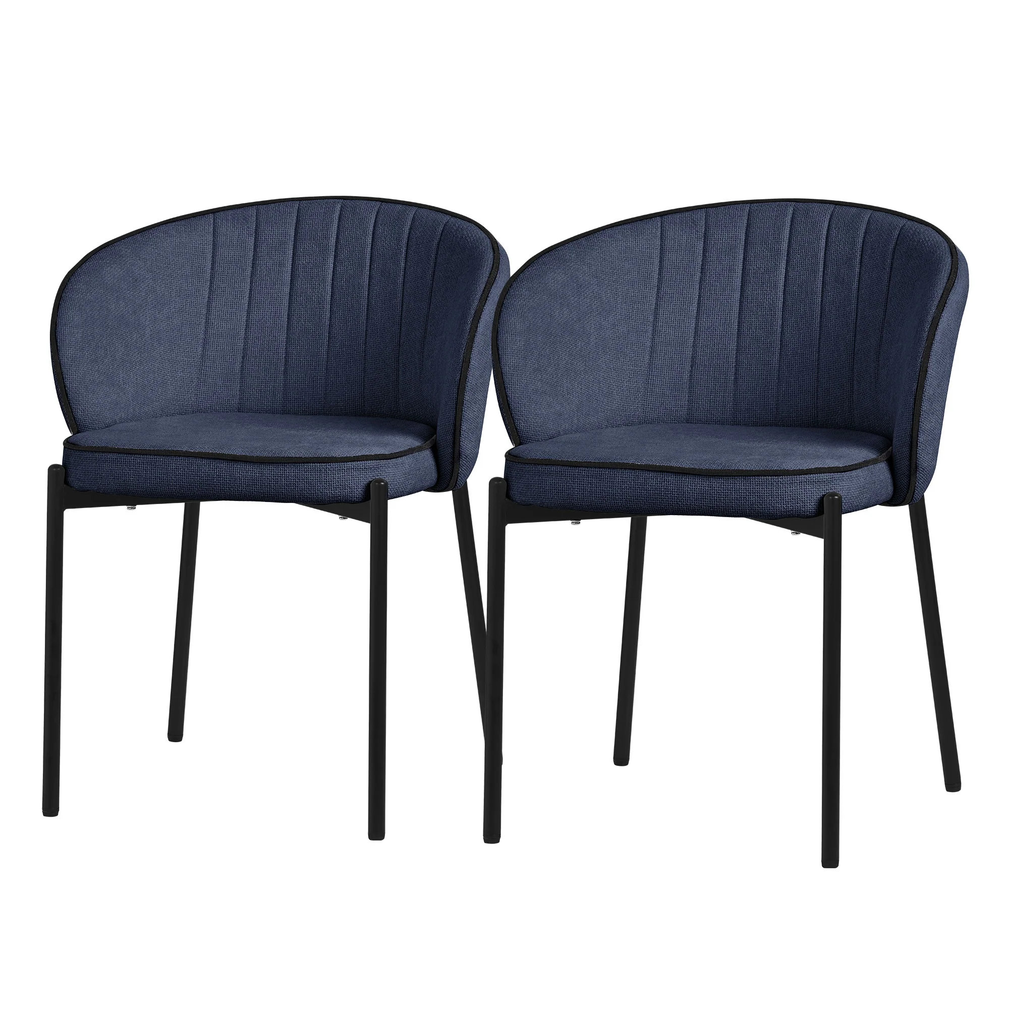 Esszimmerstühle Set mit Stoffbezug und Metallbeinen, ergonomische Rückenlehne - Image 3