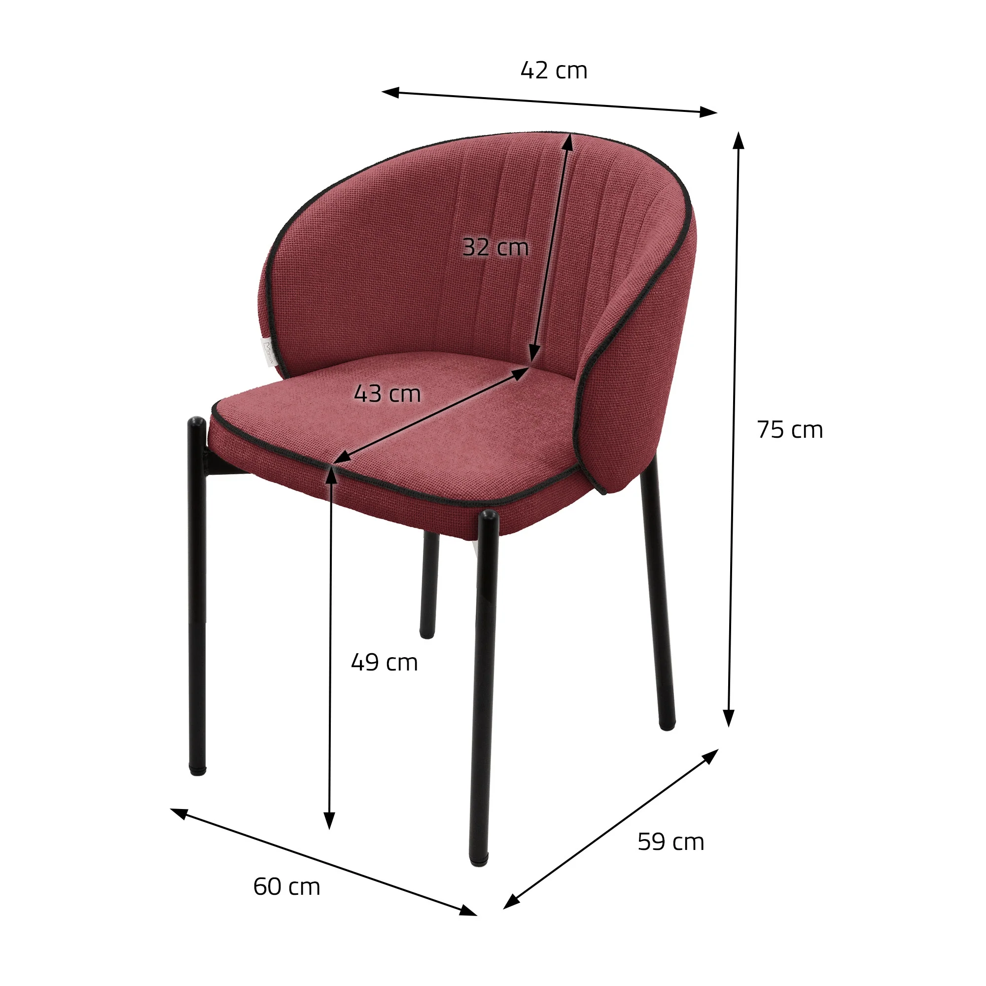 Esszimmerstühle Set mit Stoffbezug und Metallbeinen, ergonomische Rückenlehne - Image 37