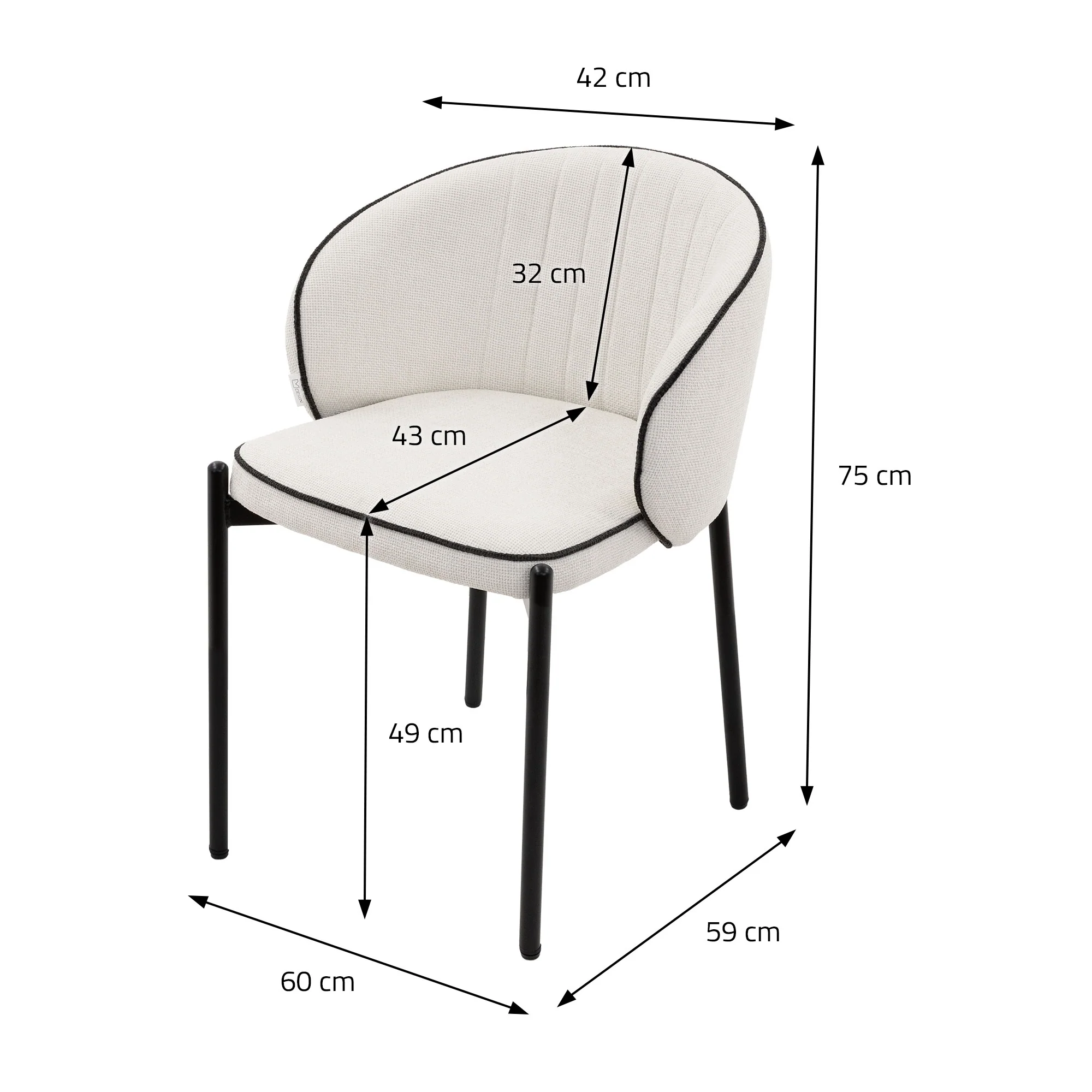 Esszimmerstühle Set mit Stoffbezug und Metallbeinen, ergonomische Rückenlehne - Image 38