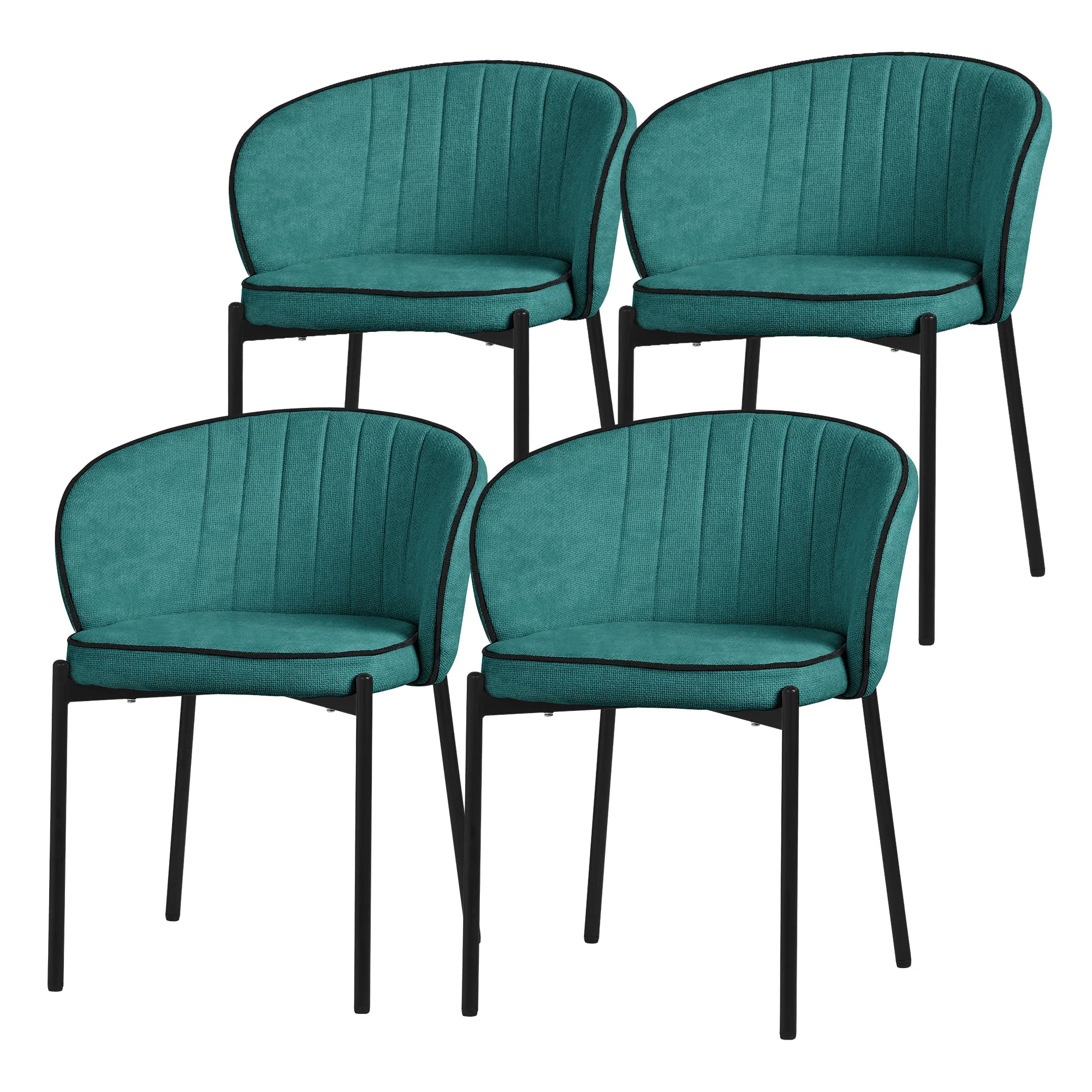 Esszimmerstühle Set mit Stoffbezug und Metallbeinen, ergonomische Rückenlehne - Image 4