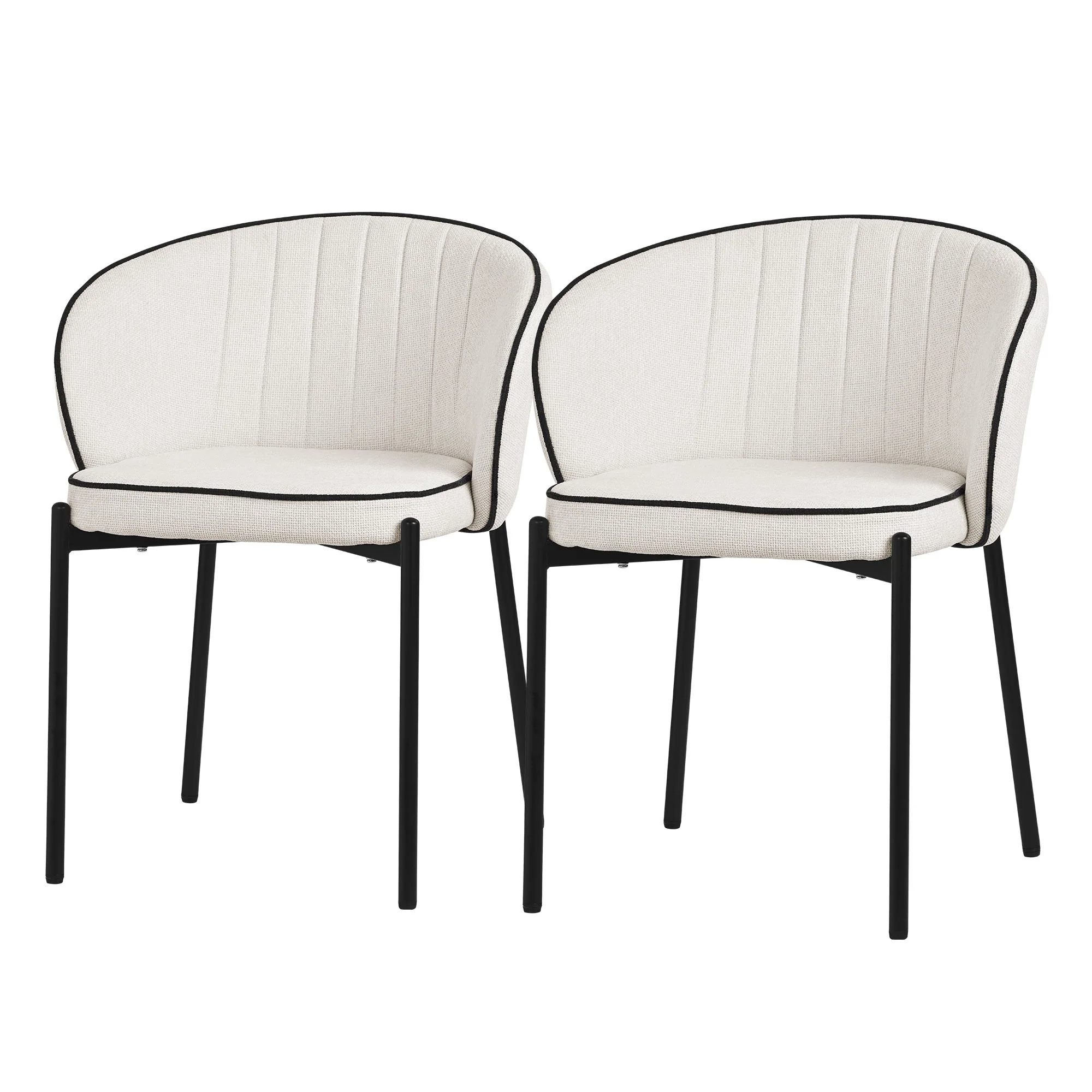 Esszimmerstühle Set mit Stoffbezug und Metallbeinen, ergonomische Rückenlehne - Image 5