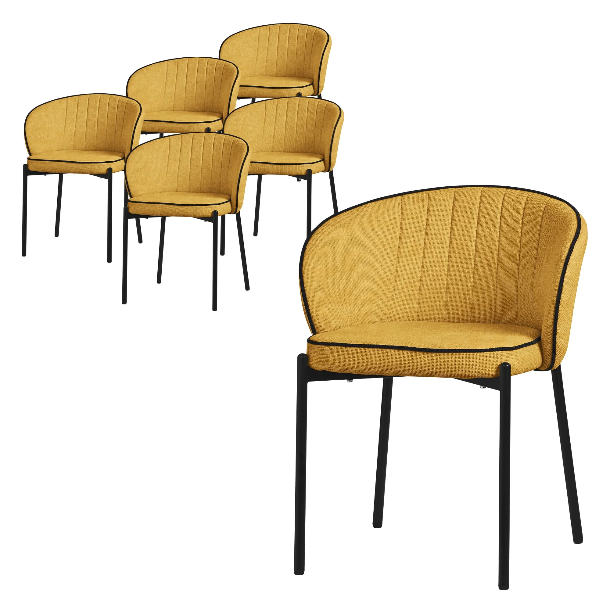 Esszimmerstühle Set mit Stoffbezug und Metallbeinen, ergonomische Rückenlehne - Image 6