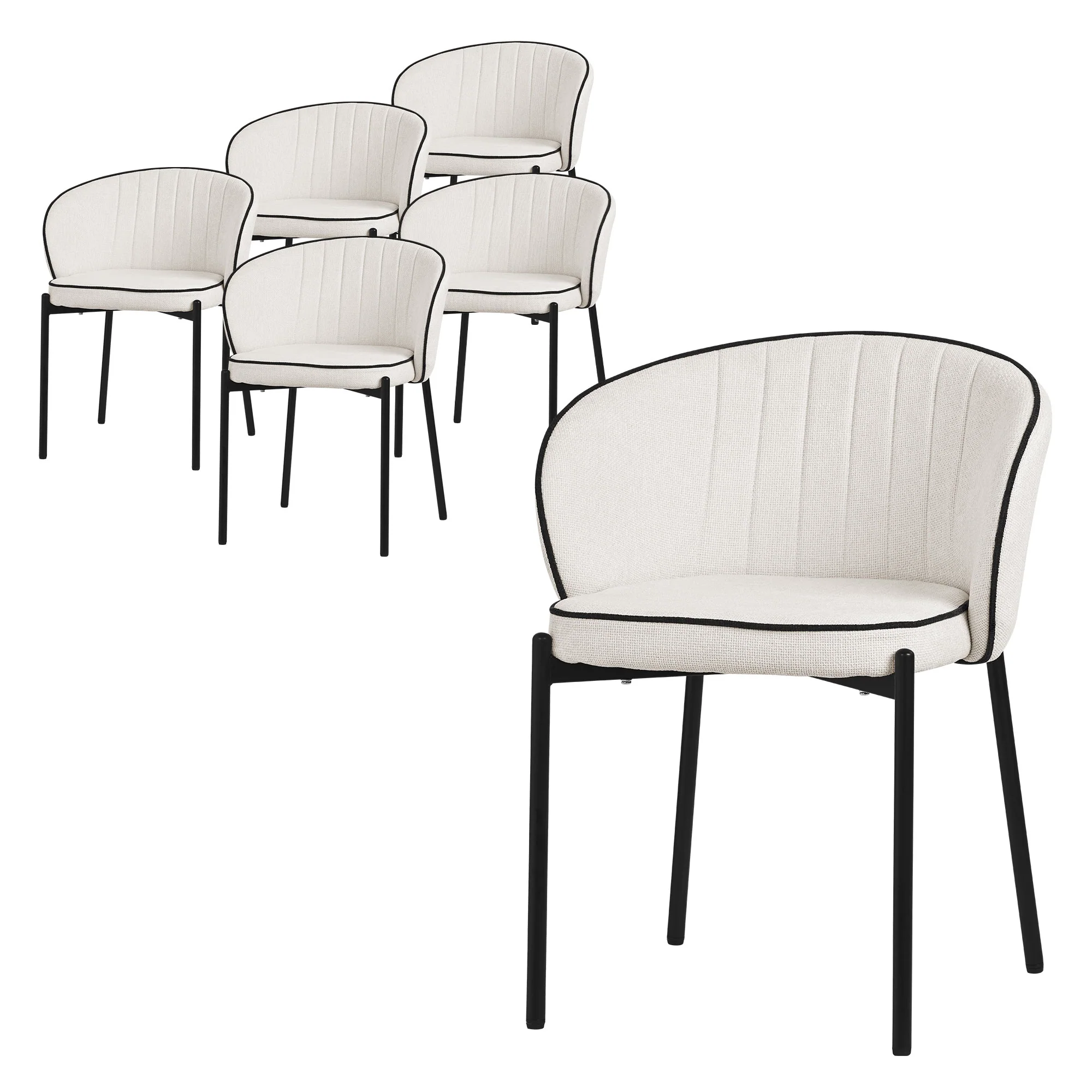 Esszimmerstühle Set mit Stoffbezug und Metallbeinen, ergonomische Rückenlehne - Image 9