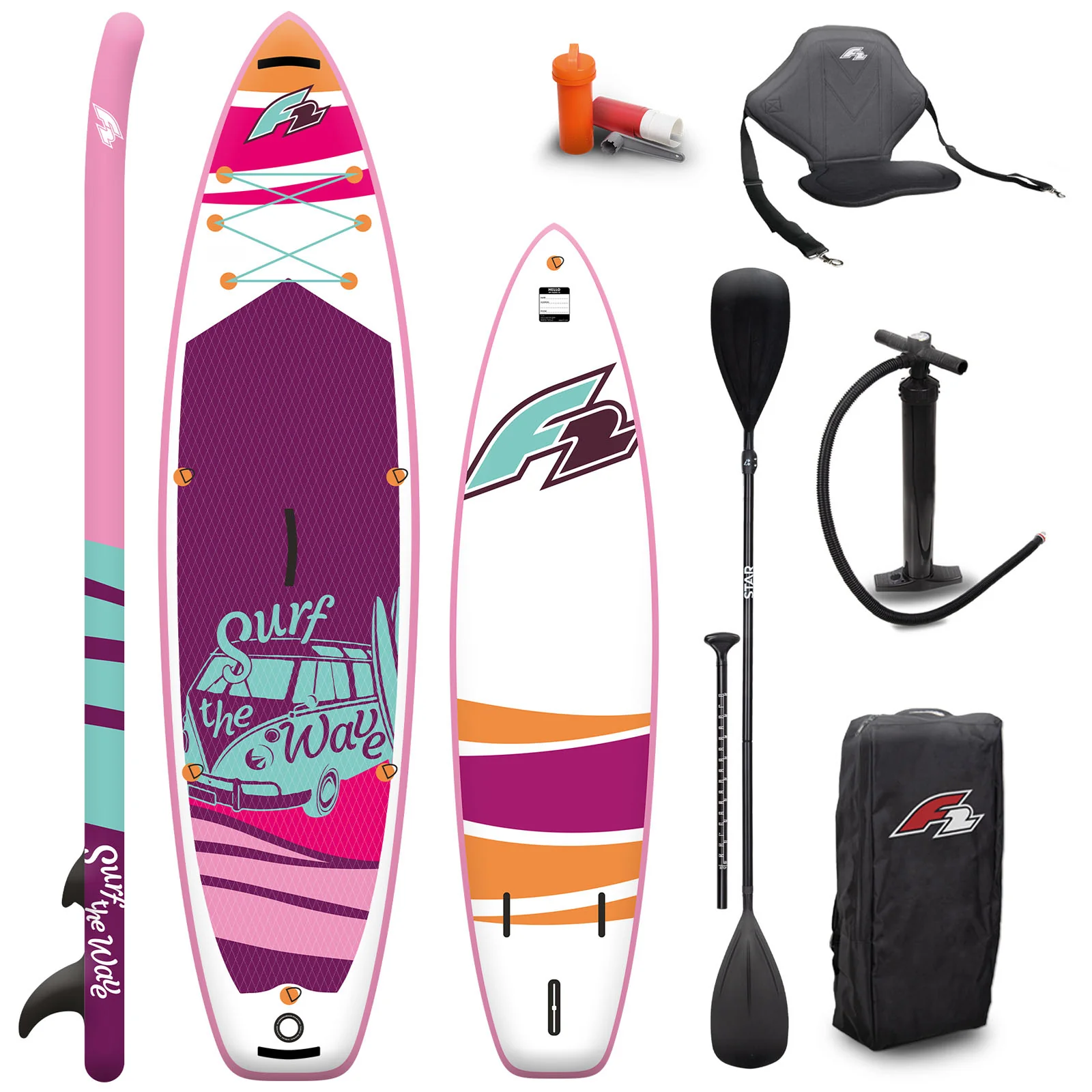 F2 Damen SUP Stand Up Paddle Board Surf the Wave Limited Edition 10'6'' Pink