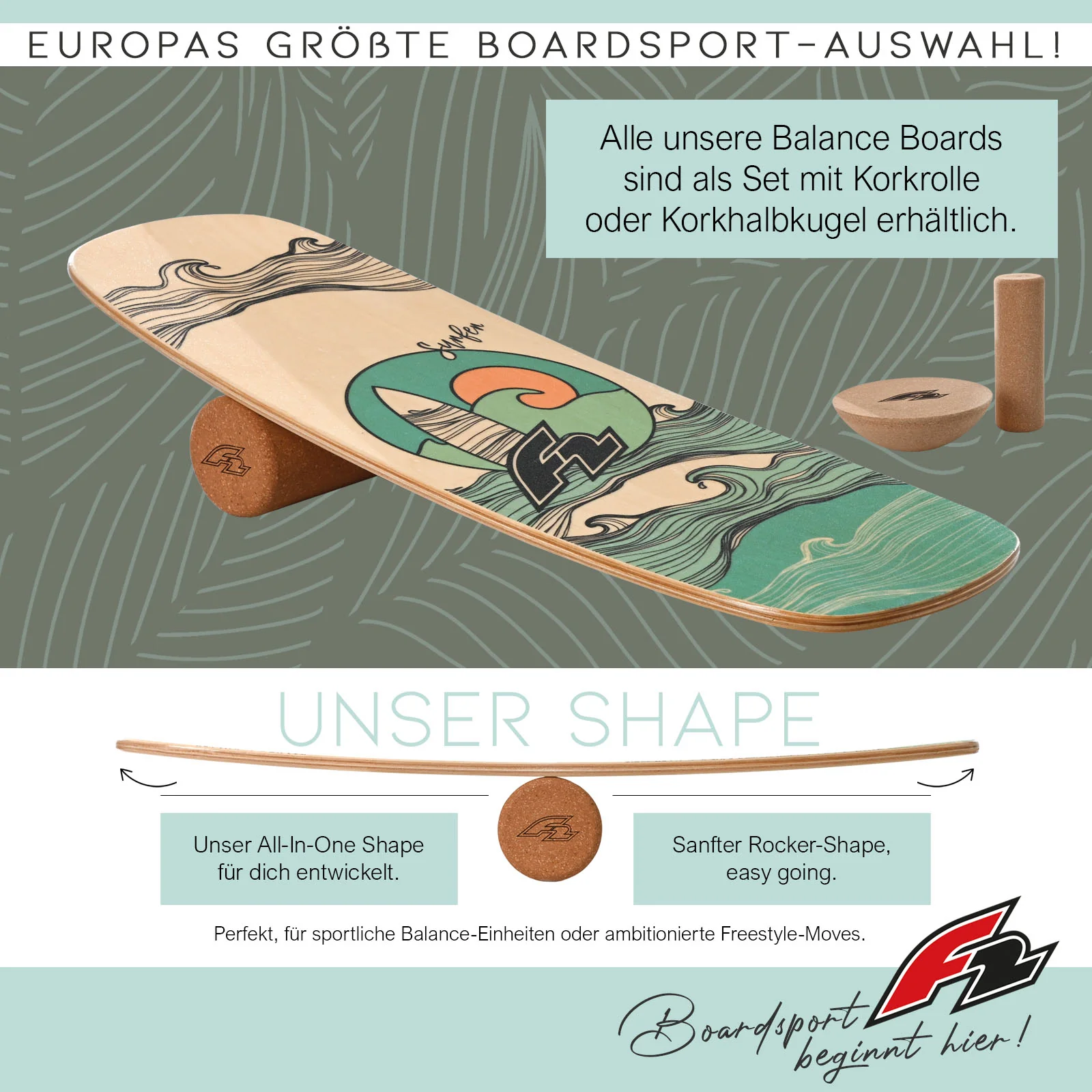 F2 Set Balance Board Halfshell 88x32cm + Halbkugel und Korkrolle - Image 14