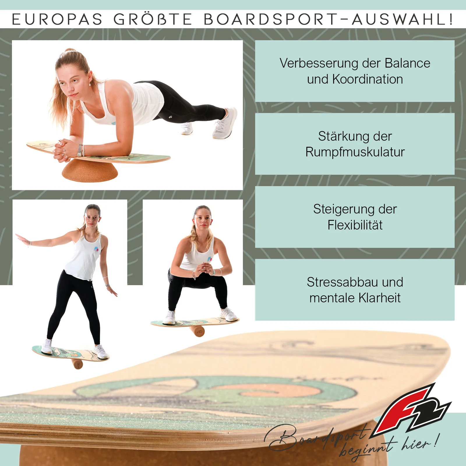 F2 Set Balance Board Halfshell 88x32cm + Halbkugel und Korkrolle - Image 15