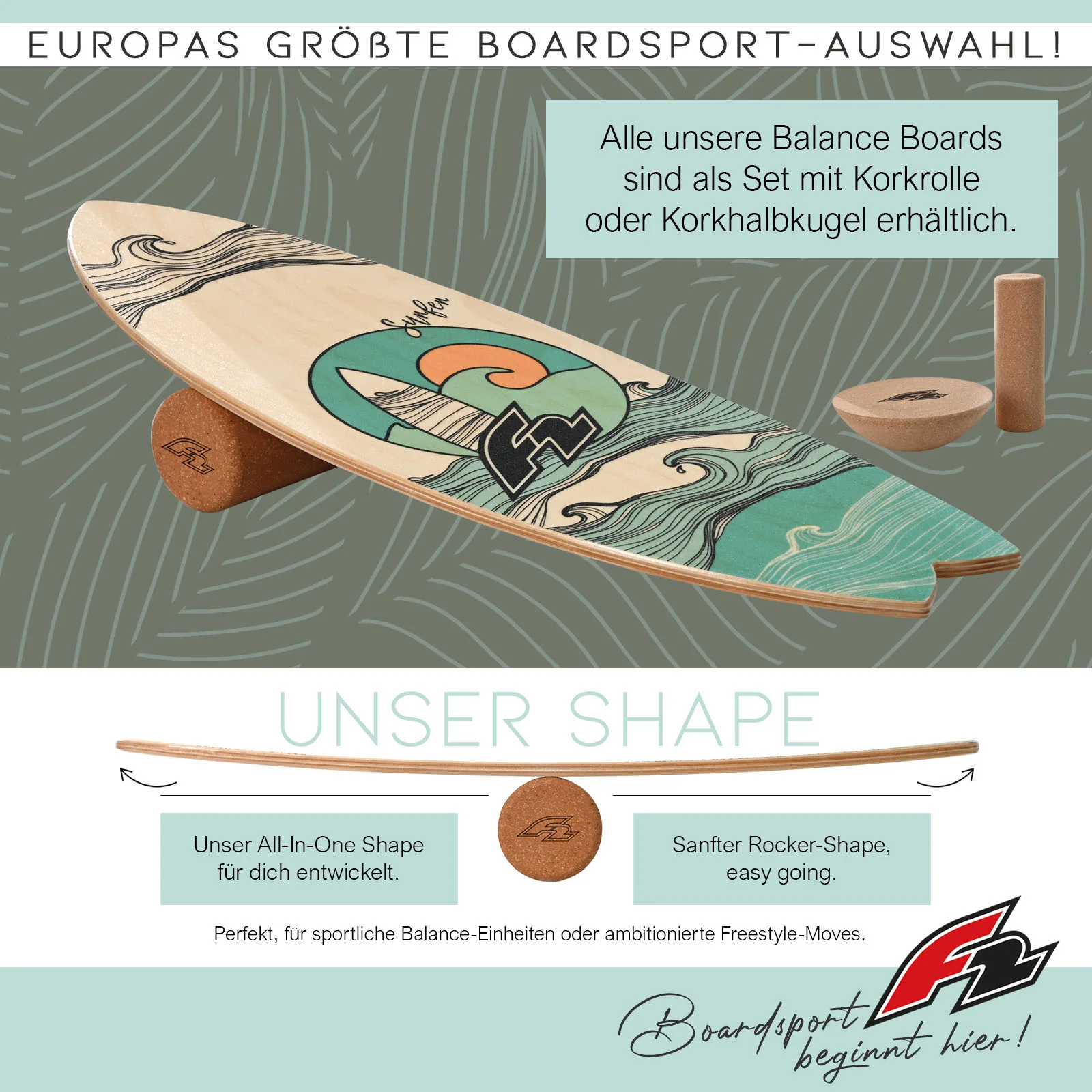 F2 Set Balance Board Pill 86x30cm mit Kork Halbkugel - Image 20