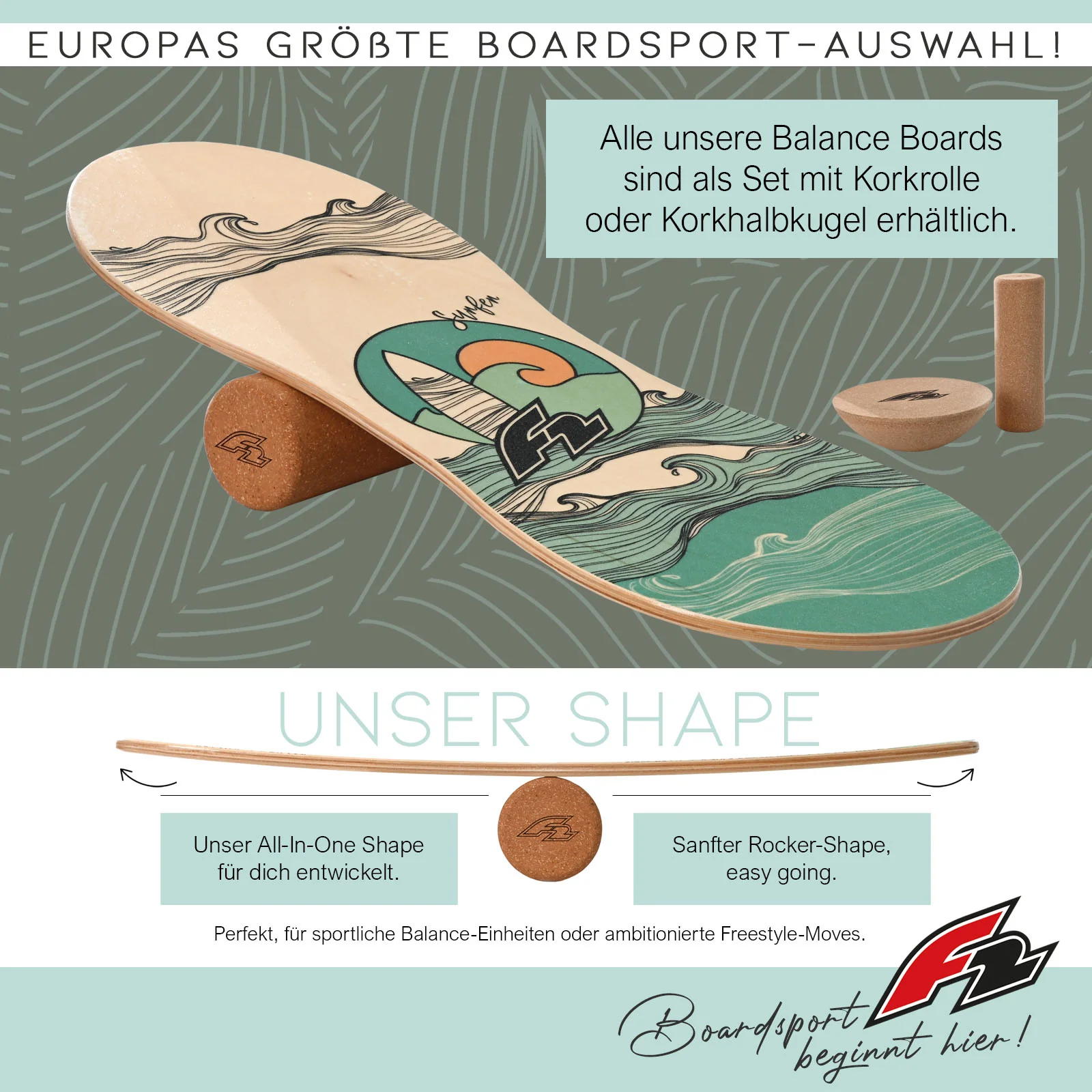 F2 Set Balance Board Pill 86x30cm mit Kork Halbkugel - Image 32