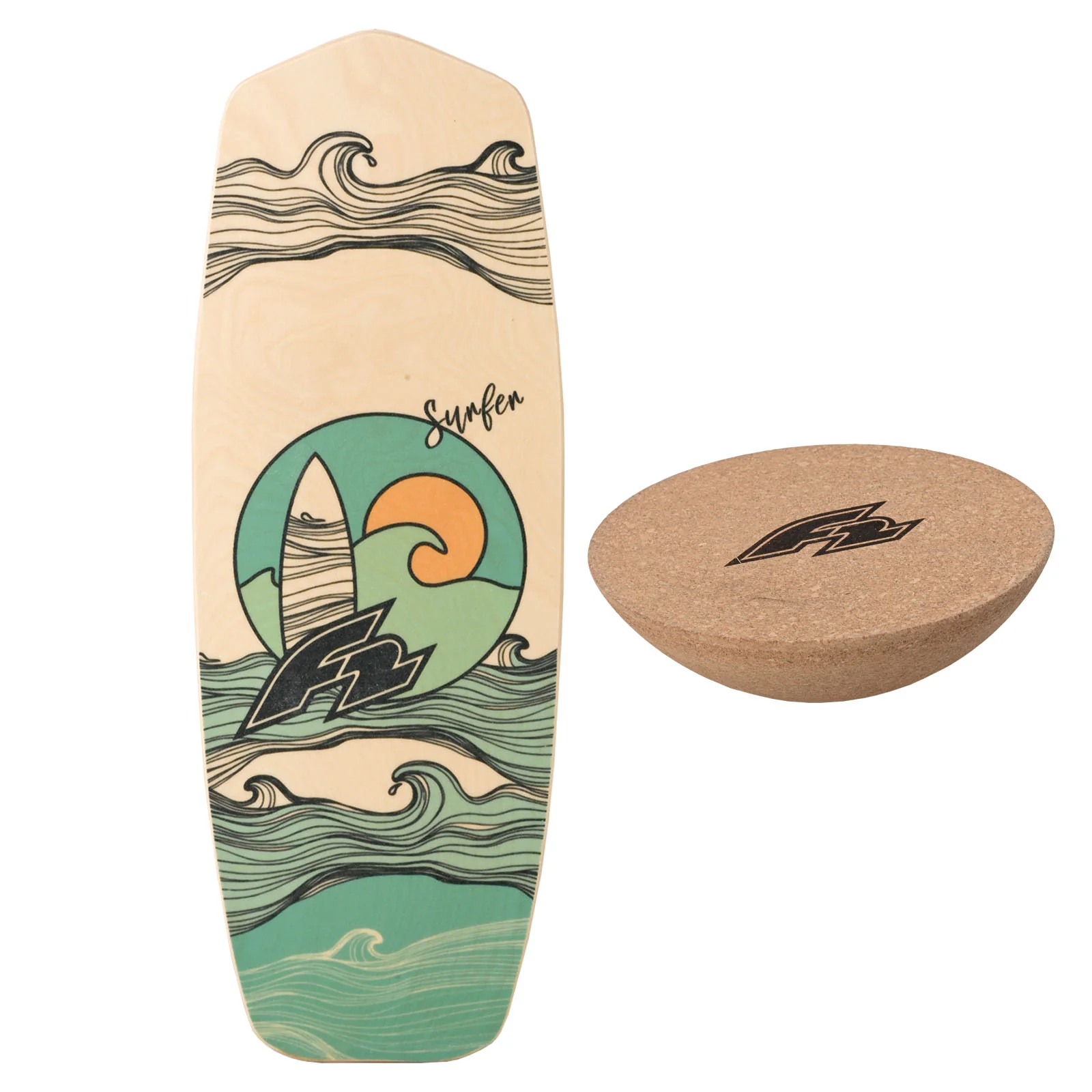 F2 Set Balance Board Pill 86x30cm mit Kork Halbkugel - Image 37