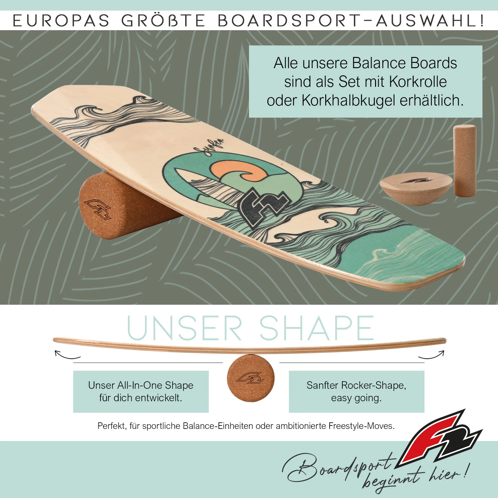 F2 Set Balance Board Pill 86x30cm mit Kork Halbkugel - Image 38