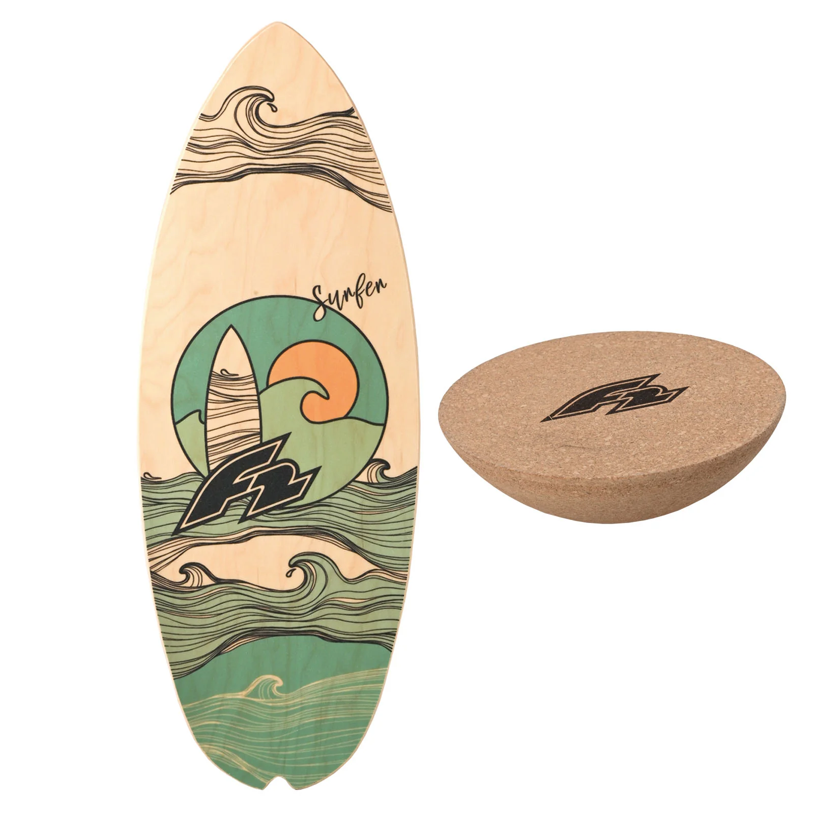 F2 Set Balance Board Pill 86x30cm mit Kork Halbkugel - Image 7