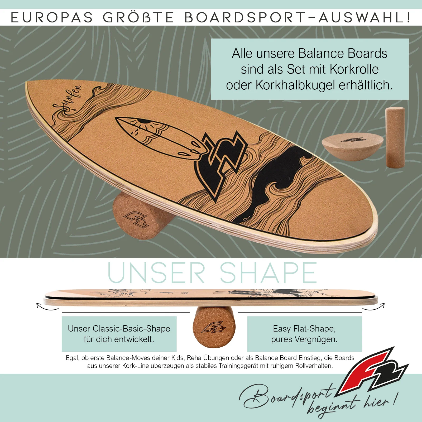 F2 Set Kork Balance Board Pill Flat Shape 80x30cm + Halbkugel - Image 10