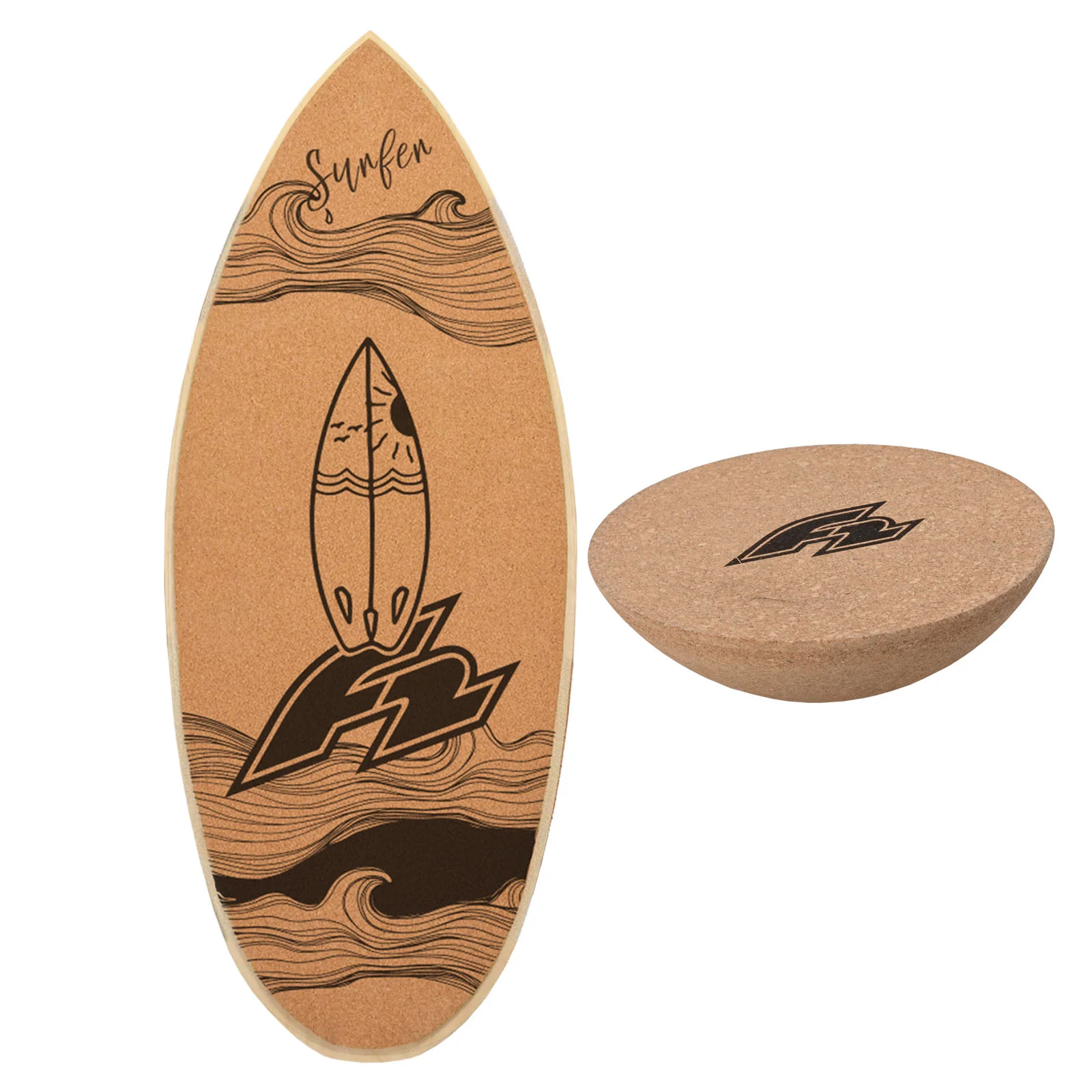 F2 Set Kork Balance Board Pill Flat Shape 80x30cm + Halbkugel - Image 17