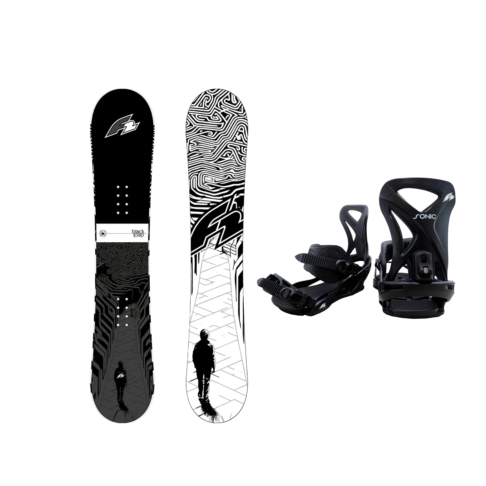 F2 Set Snowboard Blackdeck Schwarz/Weiss 161cm + Sonic Pro Bindung L - Image 31