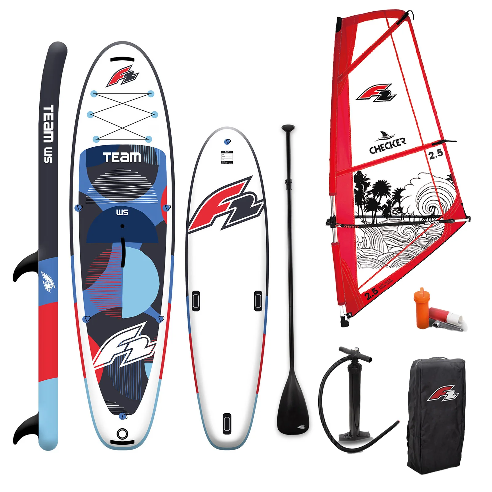 F2 Set Team SUP 11'5" mit Windsurfsegel Checker 5,5qm - Image 7