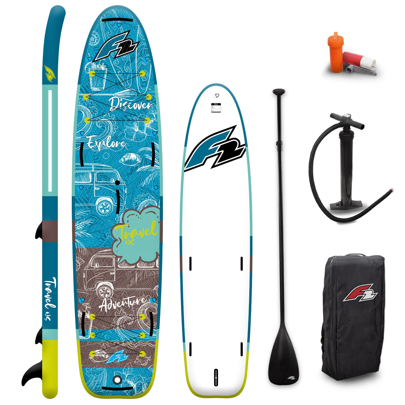 F2 Set Travel SUP 12'5" mit Windsurfsegel Checker 5,5qm - Image 20
