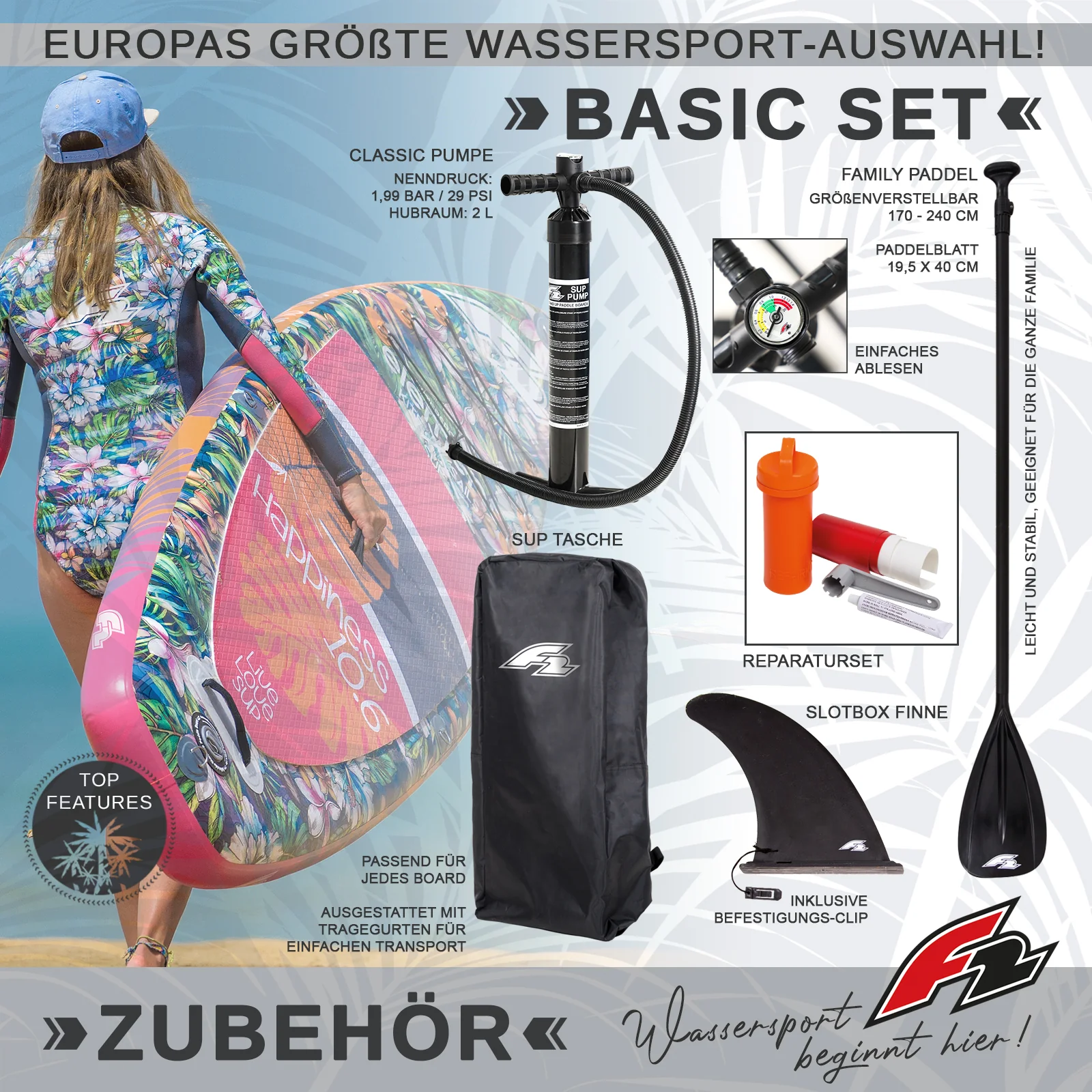 F2 Stand up Paddle Board AXXIS - Damen SUP 11,2 Pink - Image 3