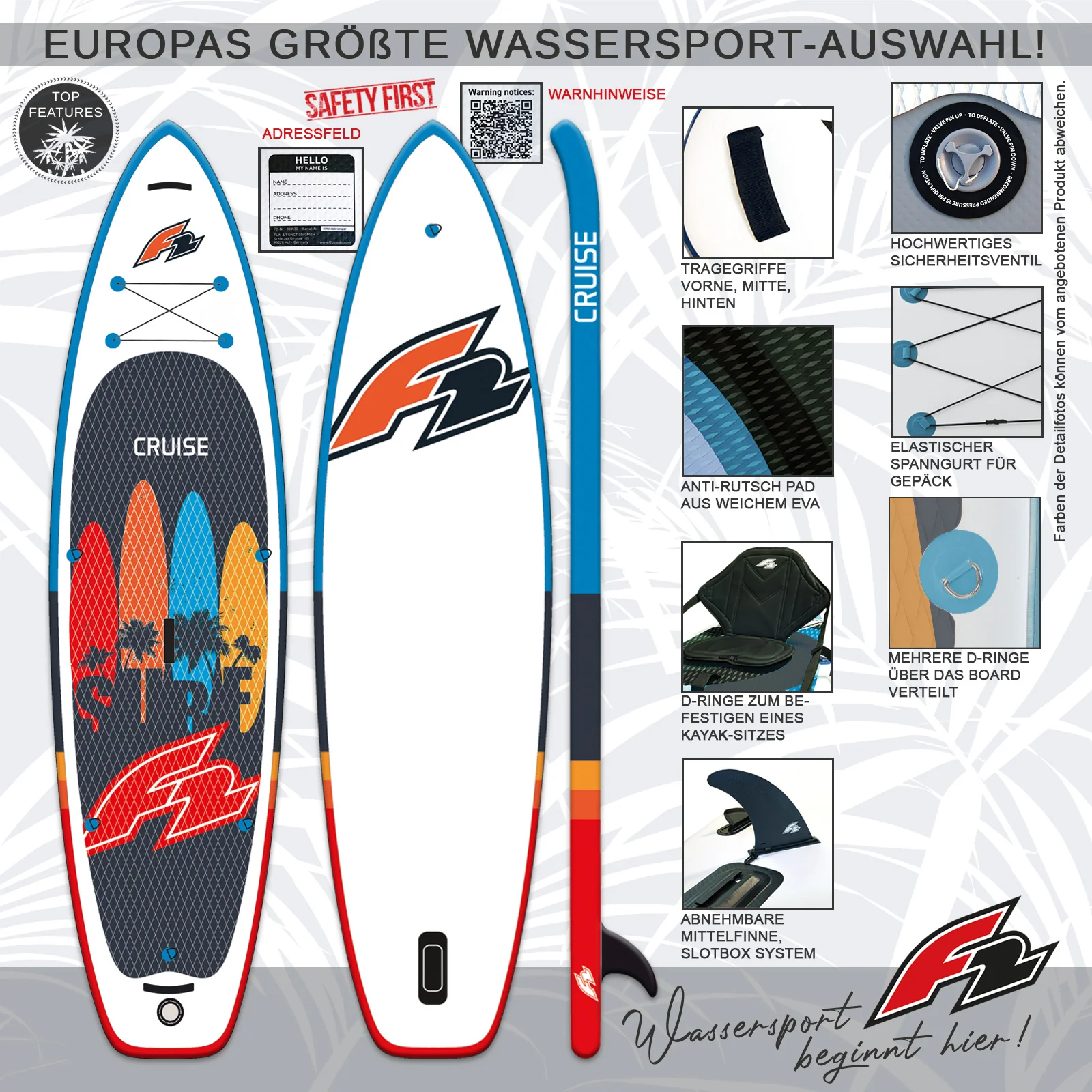 F2 Stand up Paddle Board CRUISE - HFT SUP 11,6 Navy - Image 12