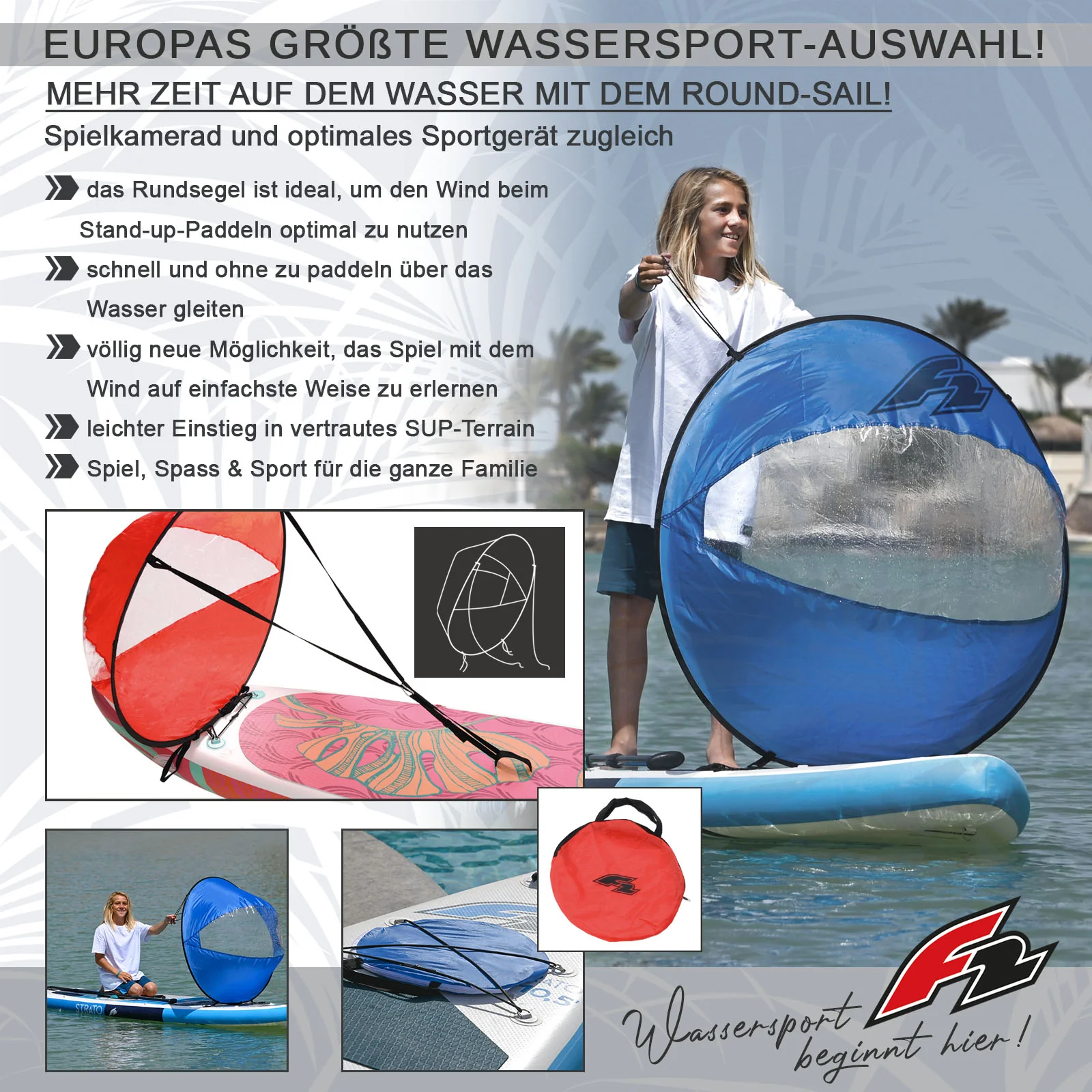 F2 Stand up Paddle Board FREE - Round Sail - SET SUP 10,6 Blau - Image 16