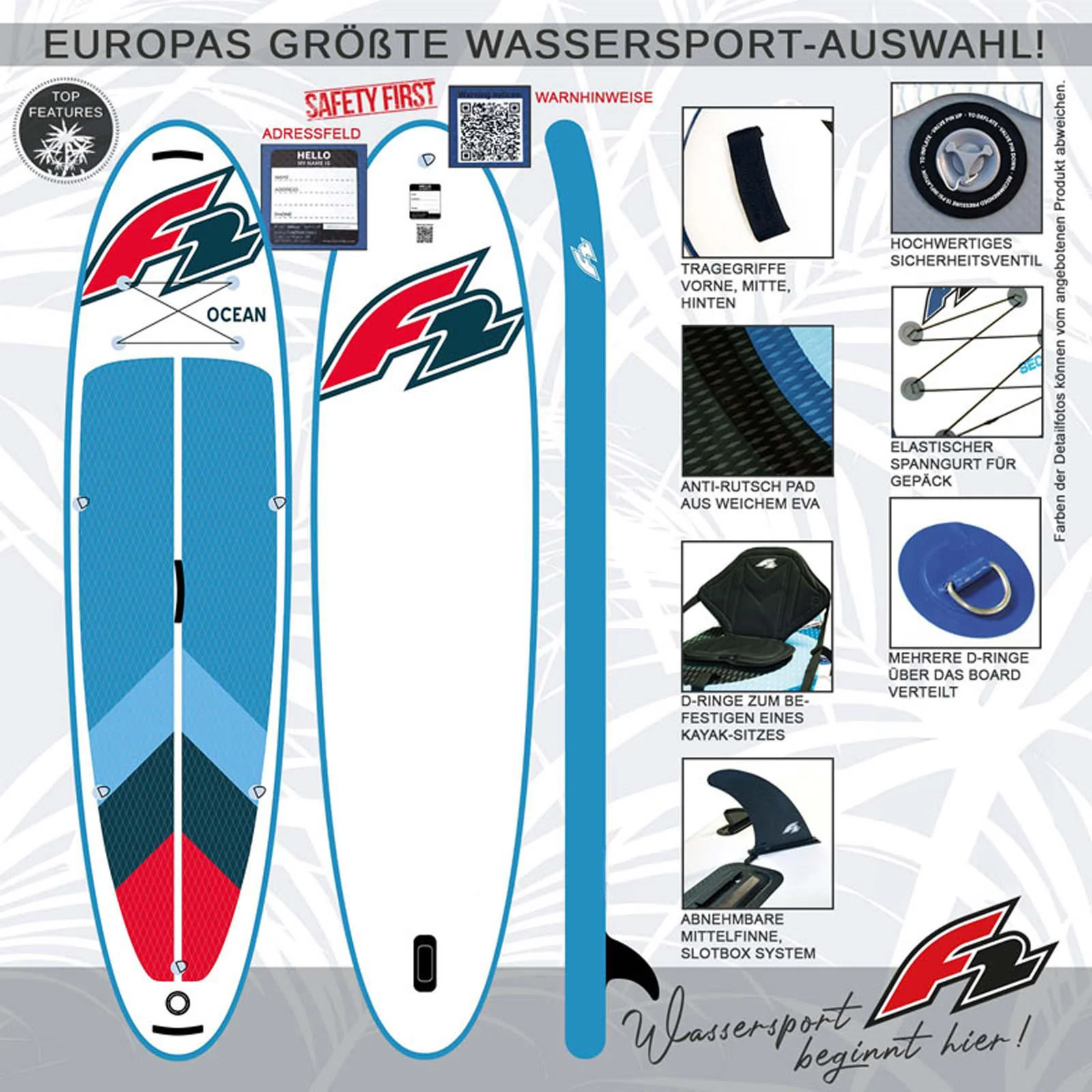 F2 Stand up Paddle Board OCEAN LTD SUP Board Only 11,5 Rot - Image 6