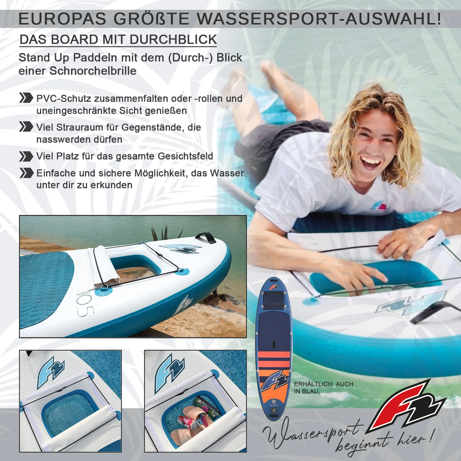 F2 SUP Stand Up Paddle Board Ocean Sight Board Only 350cm 11,5 Blau - Image 3