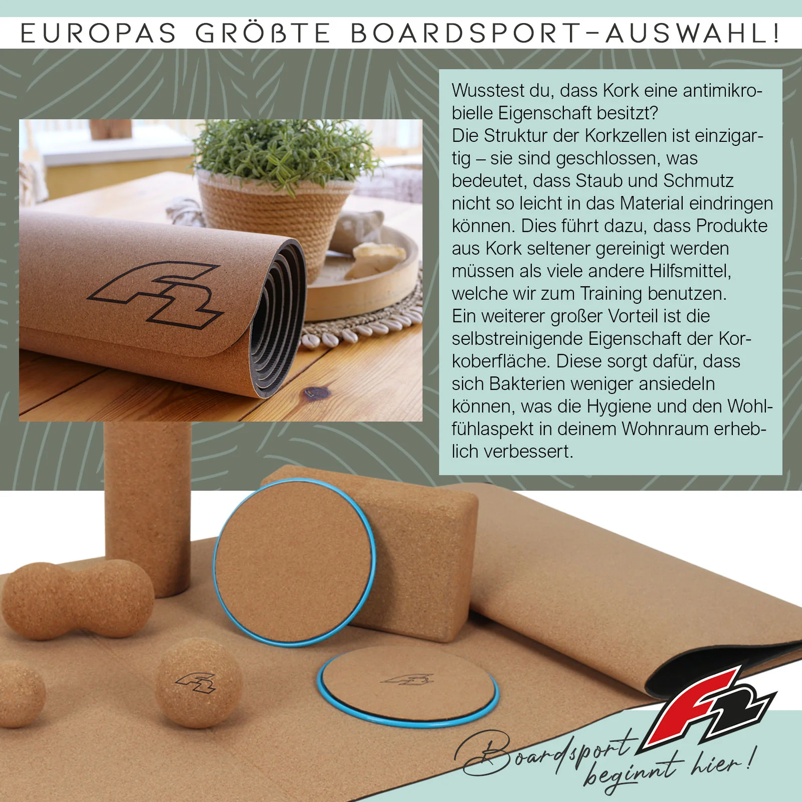 F2 Ultimative Yoga Set 8-teilig viel Zubehör wie Yoga Matte, Korkbälle uvm. - Image 2