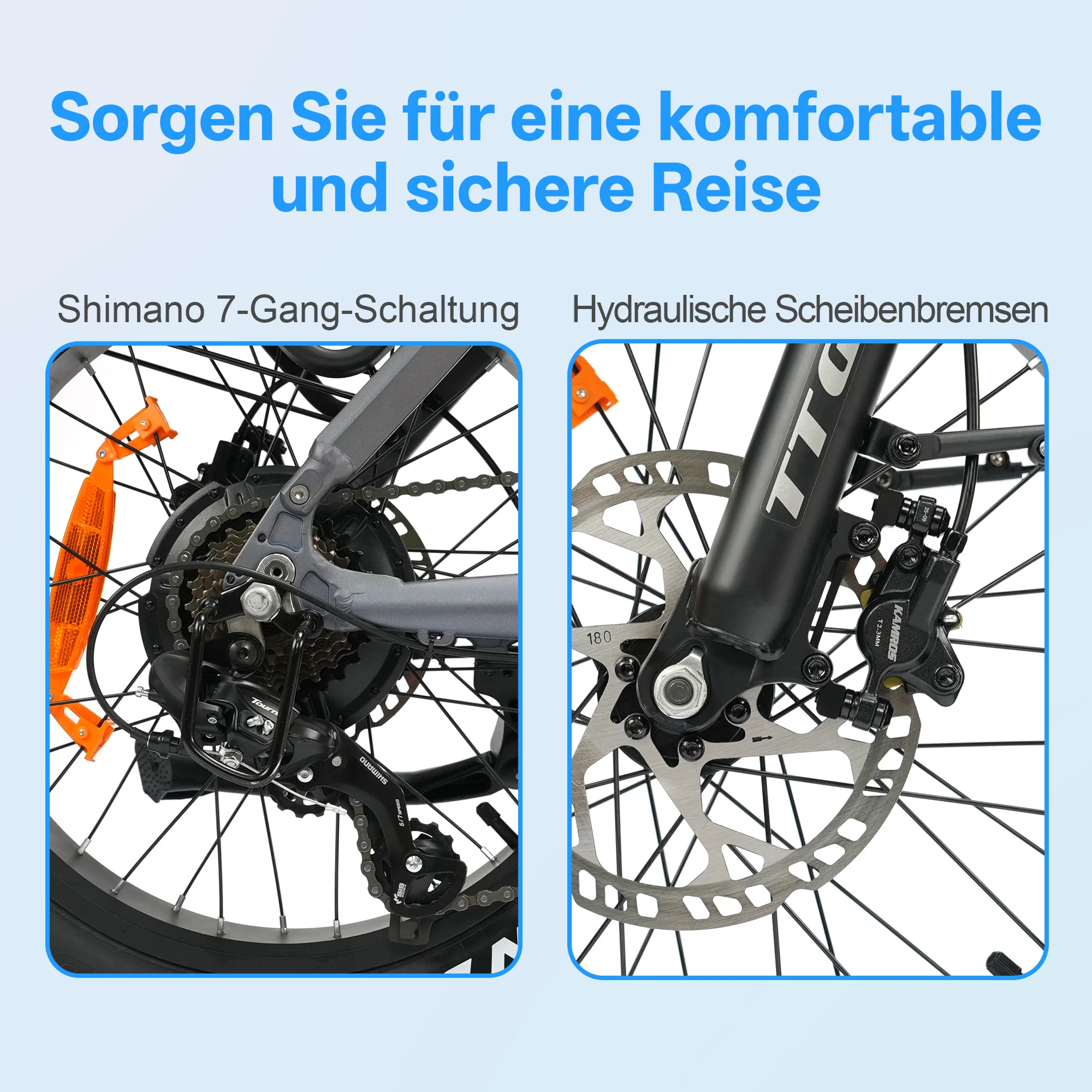 F6 Pro 20" 250W Hinterradmotor 70Nm 48V18Ah Akku 120-140km Reichweite E-Bike mit Vollfederung - Image 5