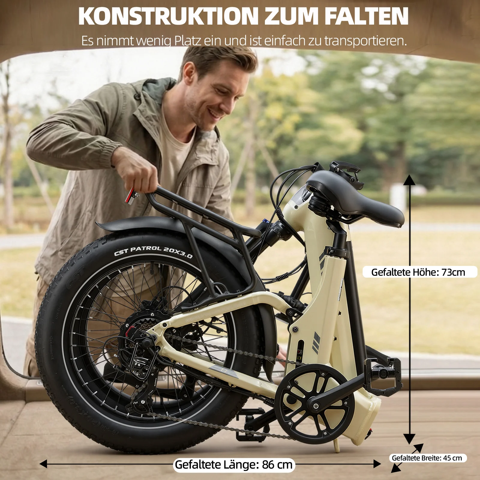 F7 20" 48V 250W Hinterradmotor 70Nm 48V15Ah Akku 100-120km Reichweite E-Bike mit Vollfederung - Image 26
