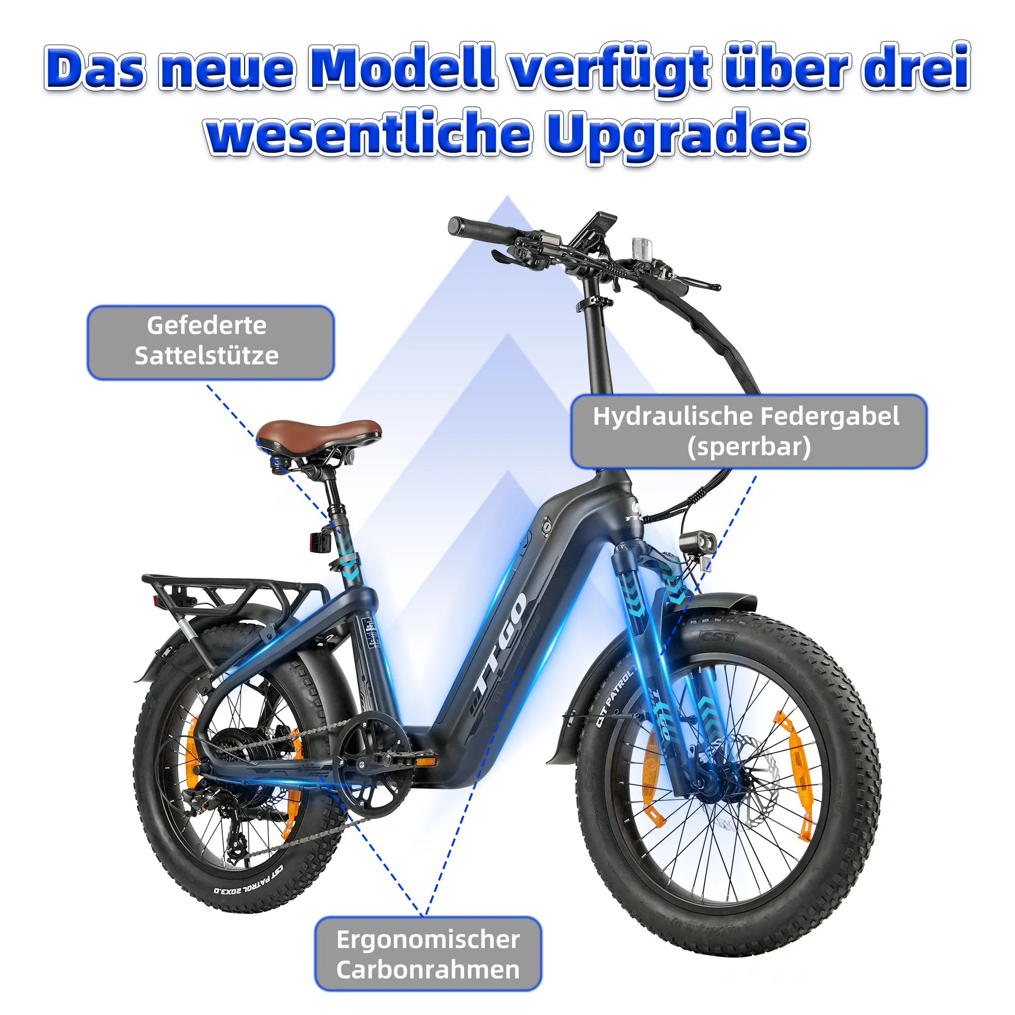 F8 20" 250W Hinterradmotor 70Nm 48V18Ah Akku 140km Reichweite Carbon-E-Bike mit Momentensensor - Image 22
