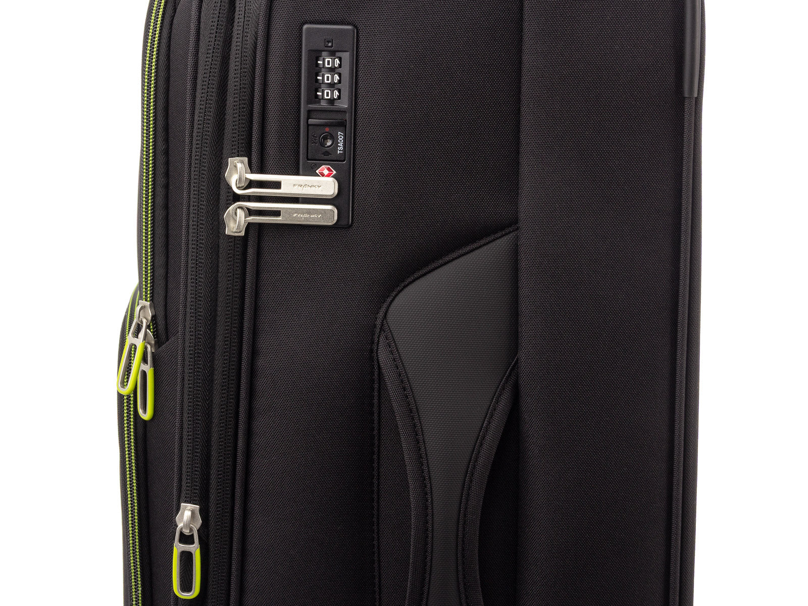 Franky 3er Koffer SET Gr. L/M/S Reisegepäck T27-F Spinner mit Dehnfalte black/neongreen - Image 5