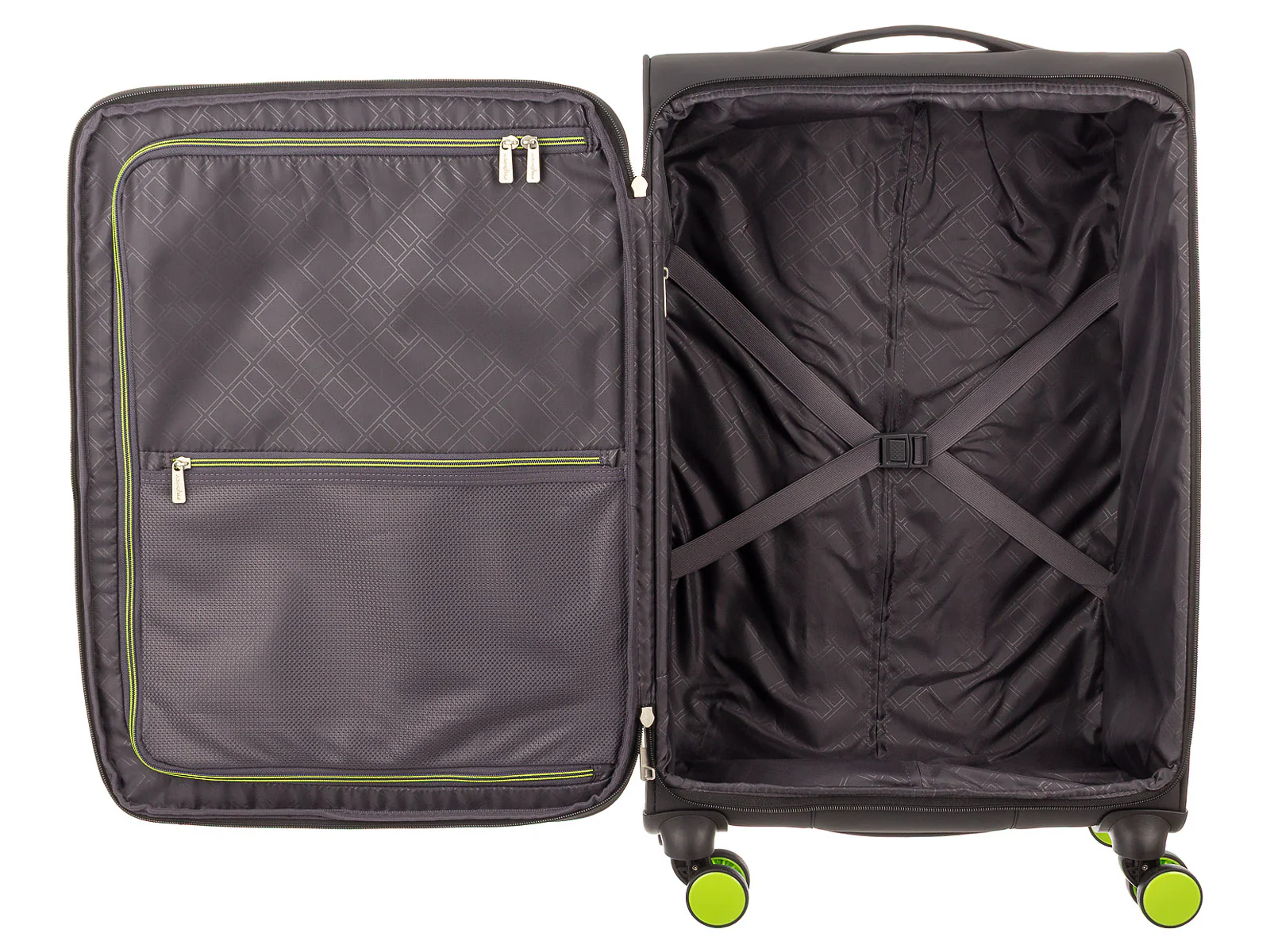 Franky Koffer Gr. M Reisegepäck T27-B Spinner 65er mit Dehnfalte black/green - Image 9