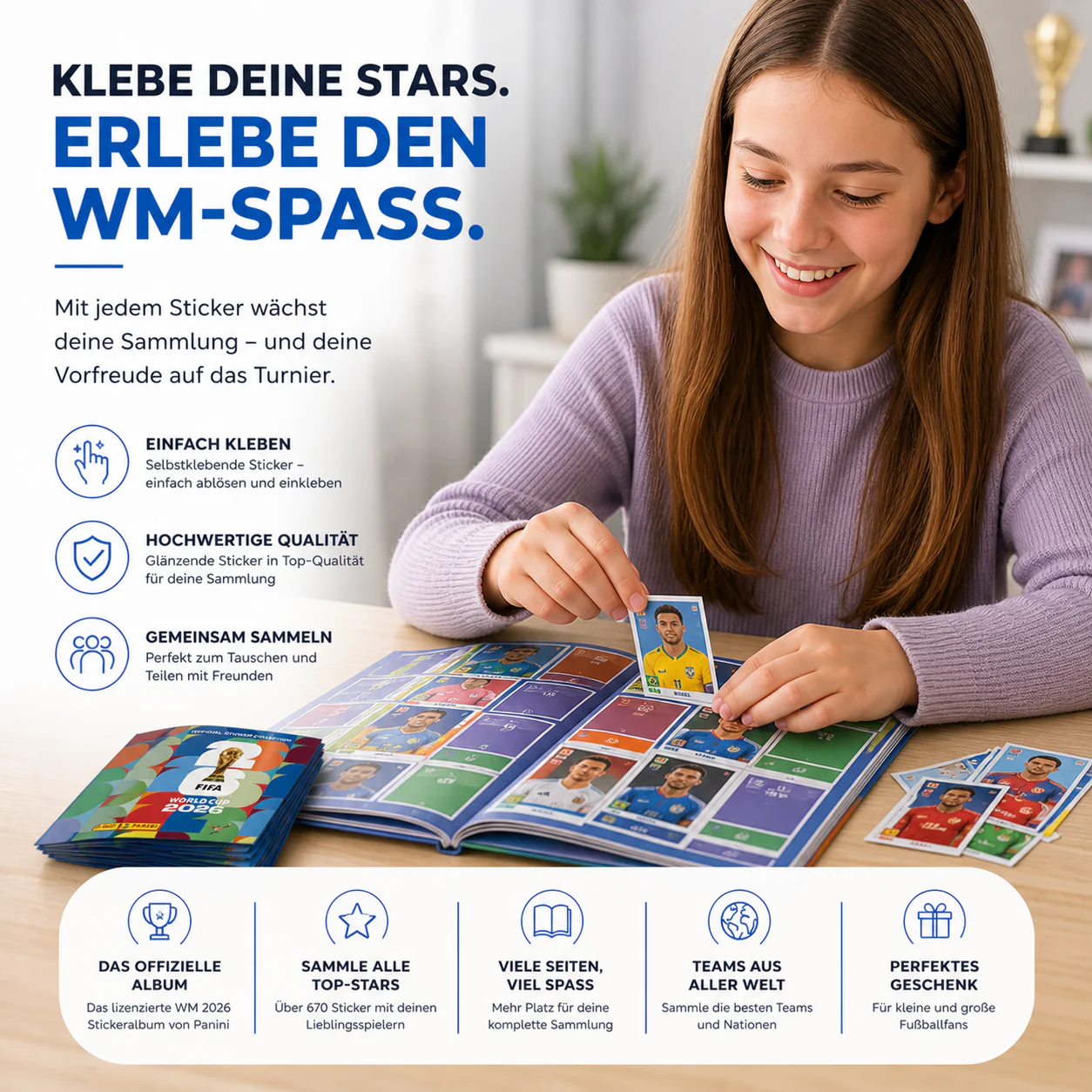 Fußball WM 2026 Sammelalbum Set – Spielplan & Panini Stickeralbum Weltmeisterschaft (Sammelalbum) - Image 3