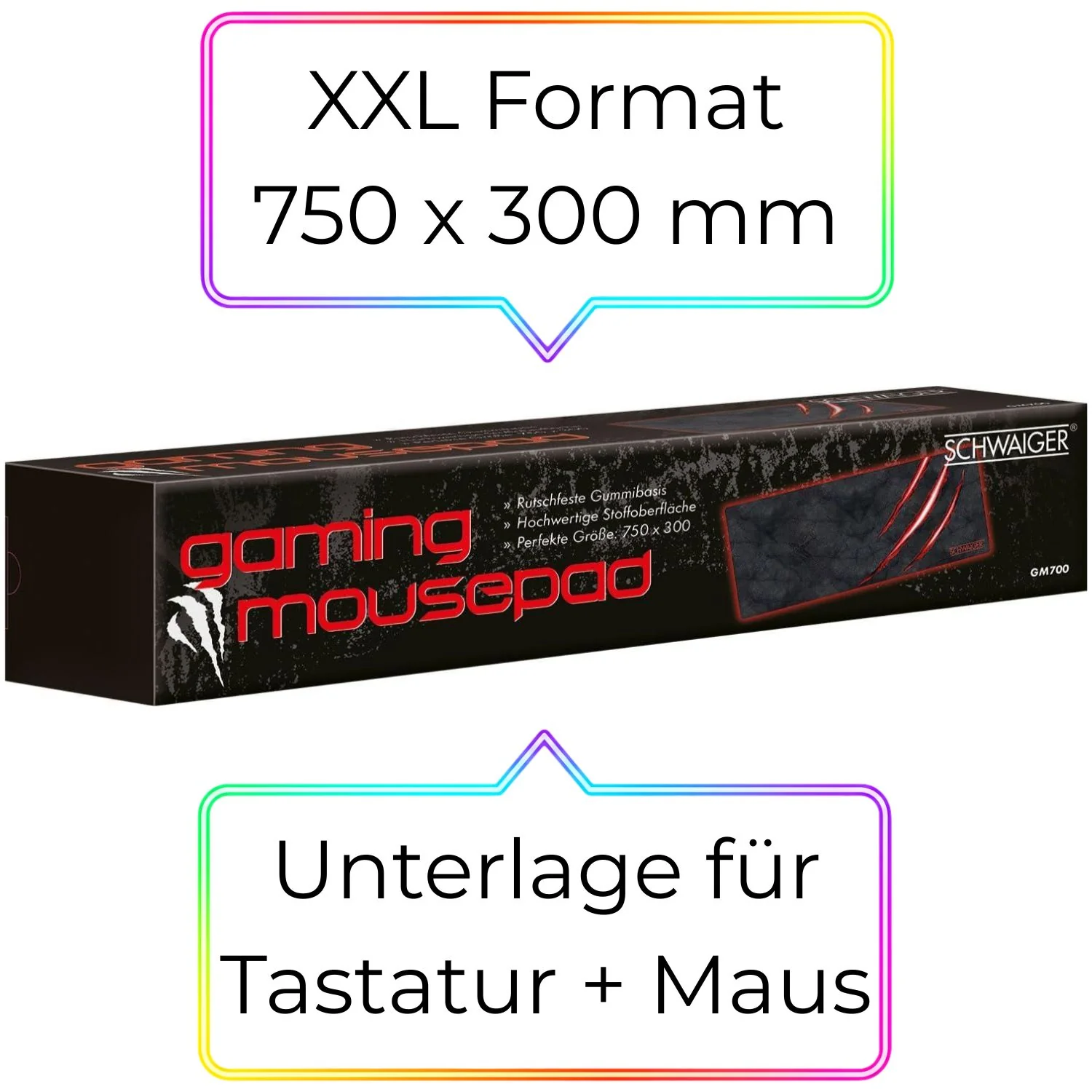 Gaming Deskpad Mauspad XXL Stoff 750x300mm - Image 7