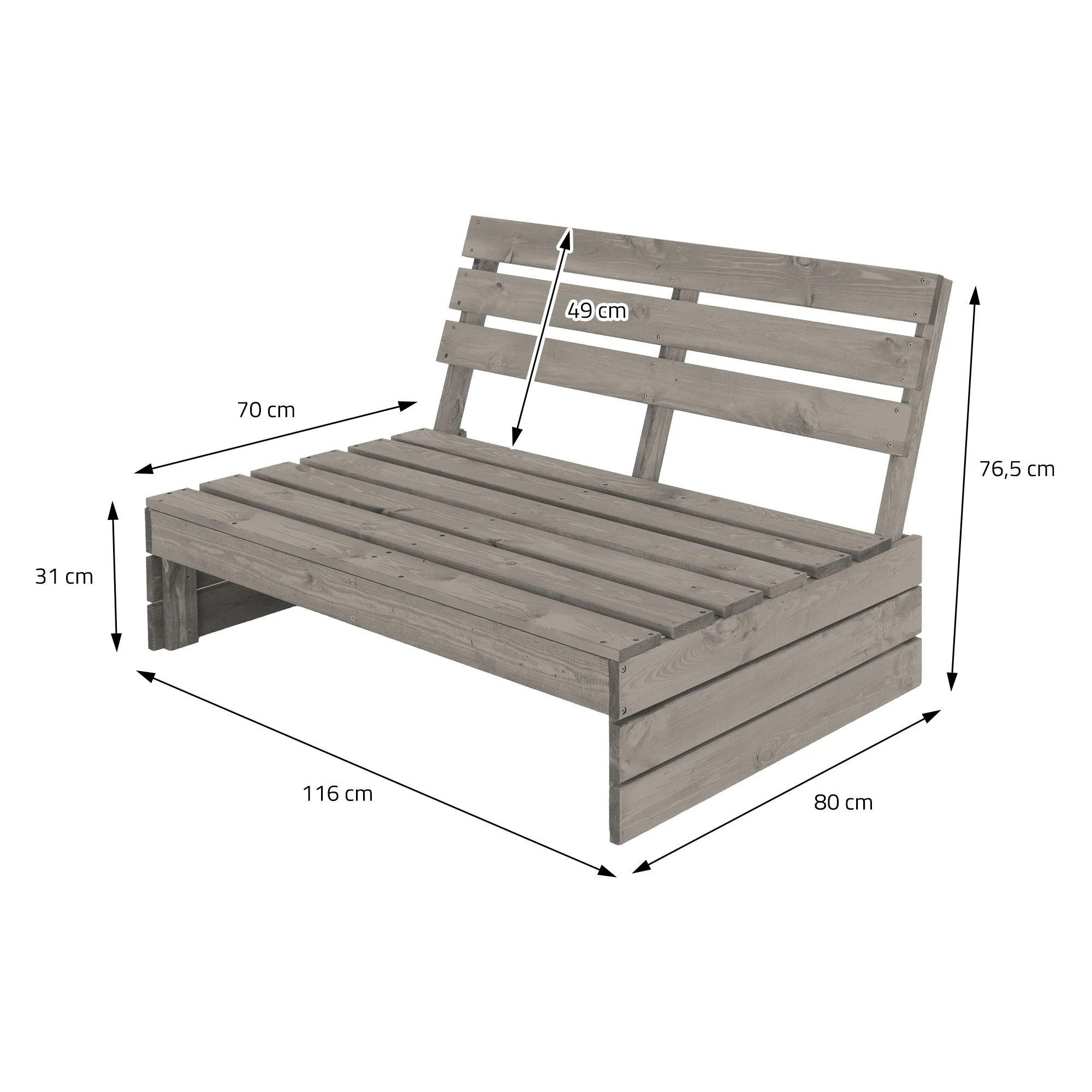 Gartenbank 3-Sitzer Grau 120x765x80 cm aus Massivholz - Image 5