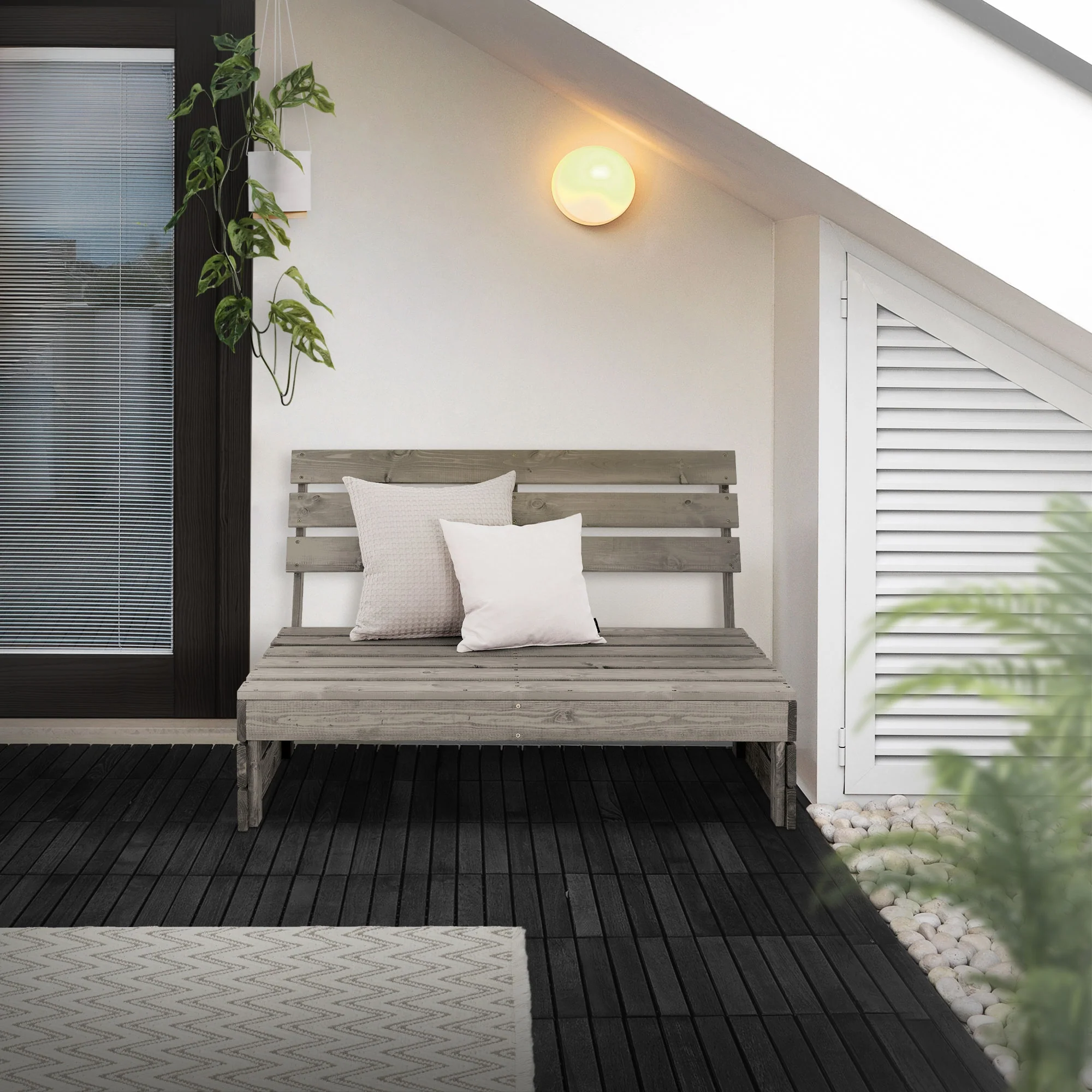 Gartenbank 3-Sitzer Grau 120x765x80 cm aus Massivholz - Image 6