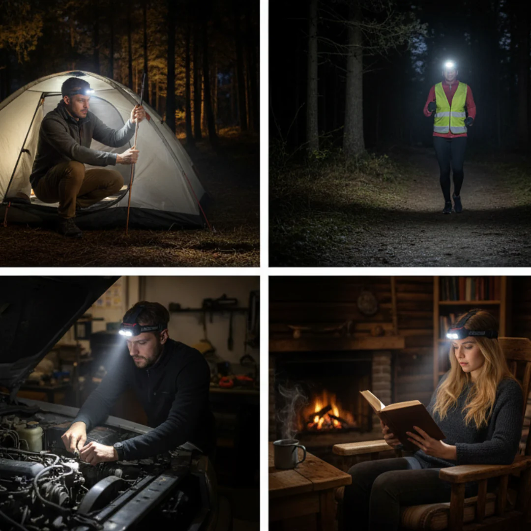 GRUNDIG Stirnlampe LED 3 Leuchten Kopflampe Wiederaufladbar Wasserdicht Camping - Image 2