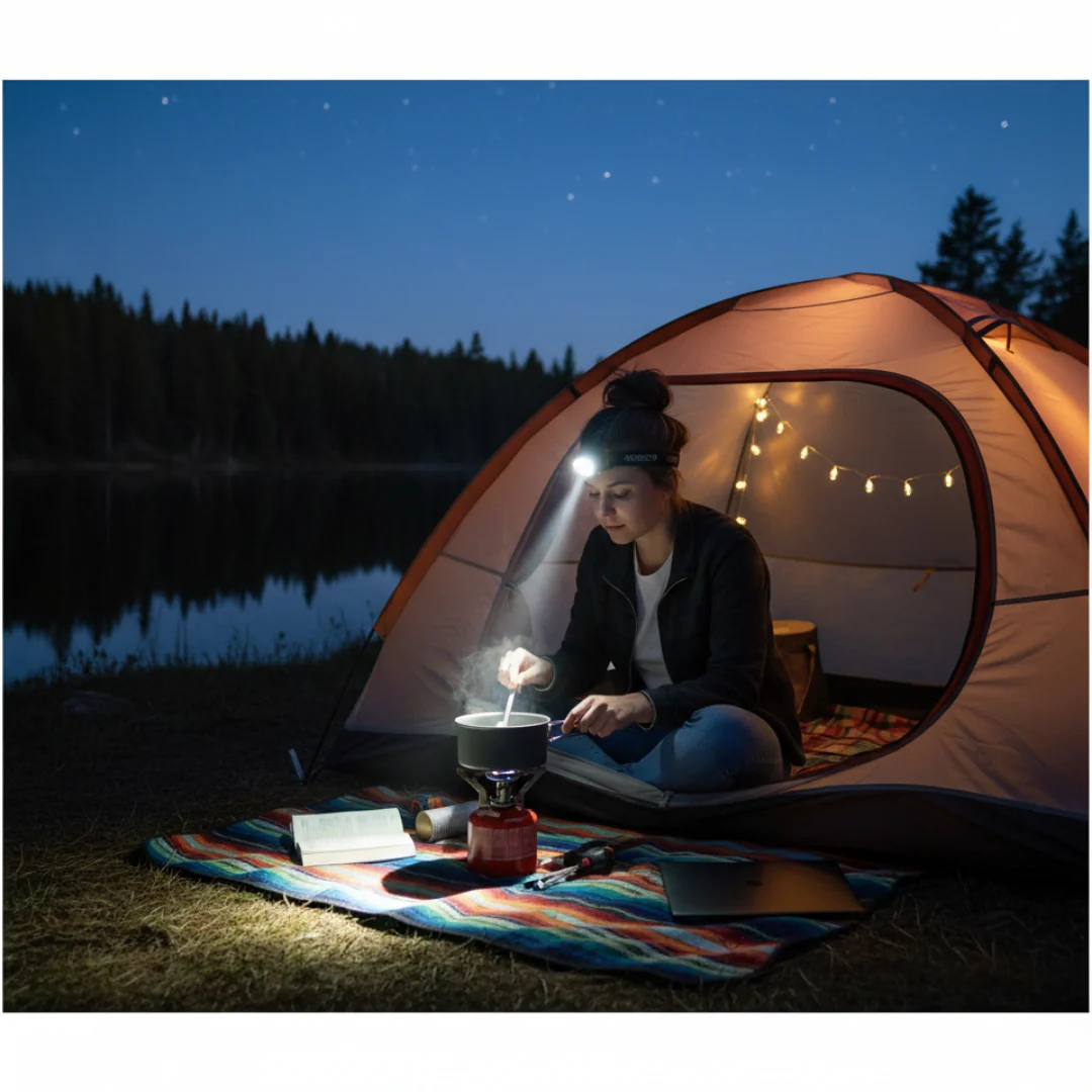 GRUNDIG Stirnlampe LED 3 Leuchten Kopflampe Wiederaufladbar Wasserdicht Camping - Image 3