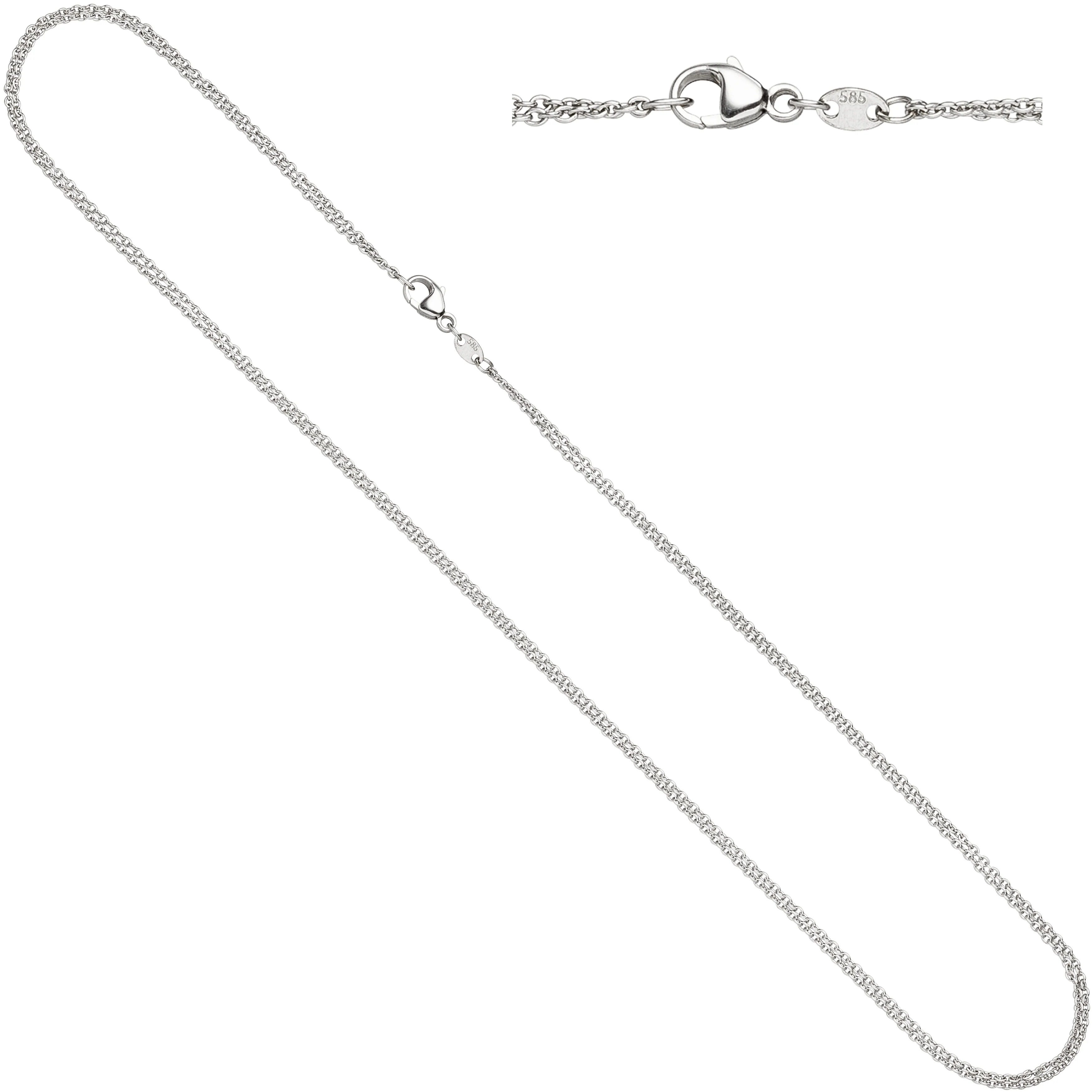Halskette Kette 2-reihig 585 Gold Weißgold 42 cm Weißgoldkette Karabiner - Image 2