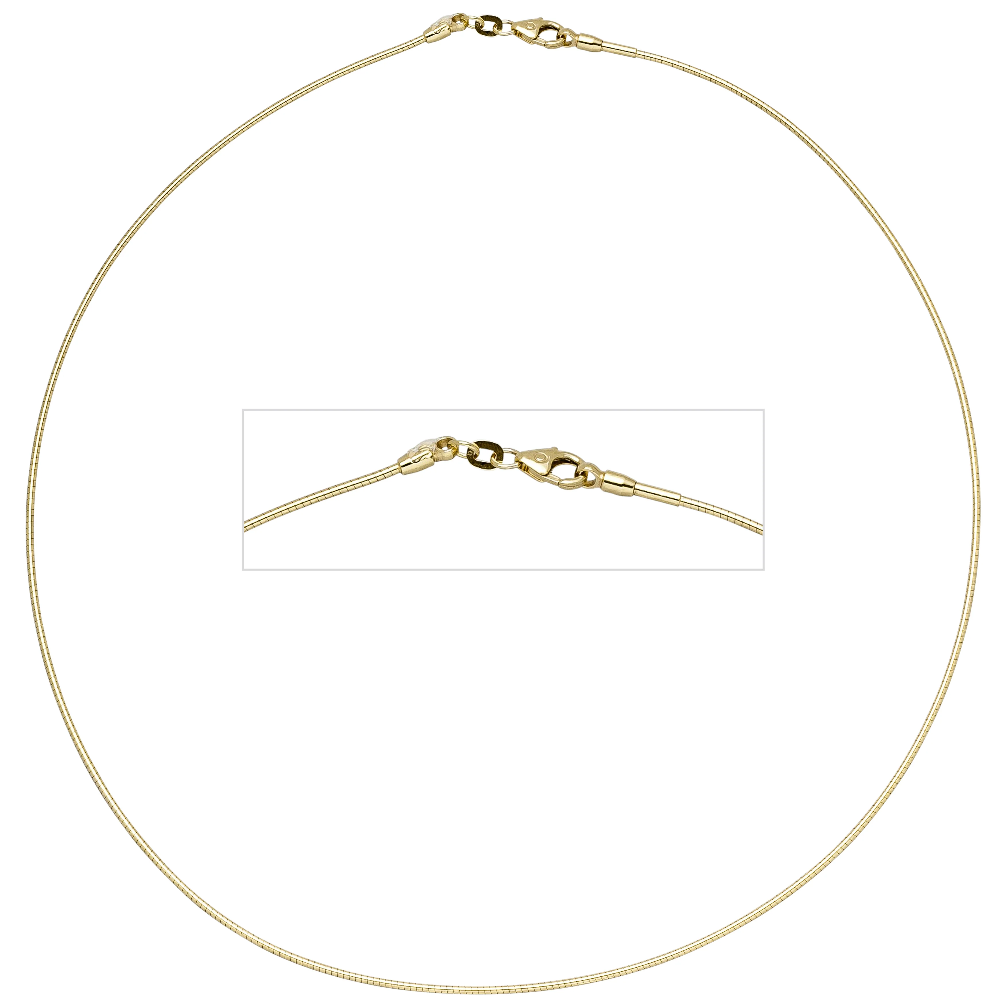 Halsreif 585 Gelbgold 1,1 mm 42 cm Gold Kette Halskette Goldhalsreif Karabiner