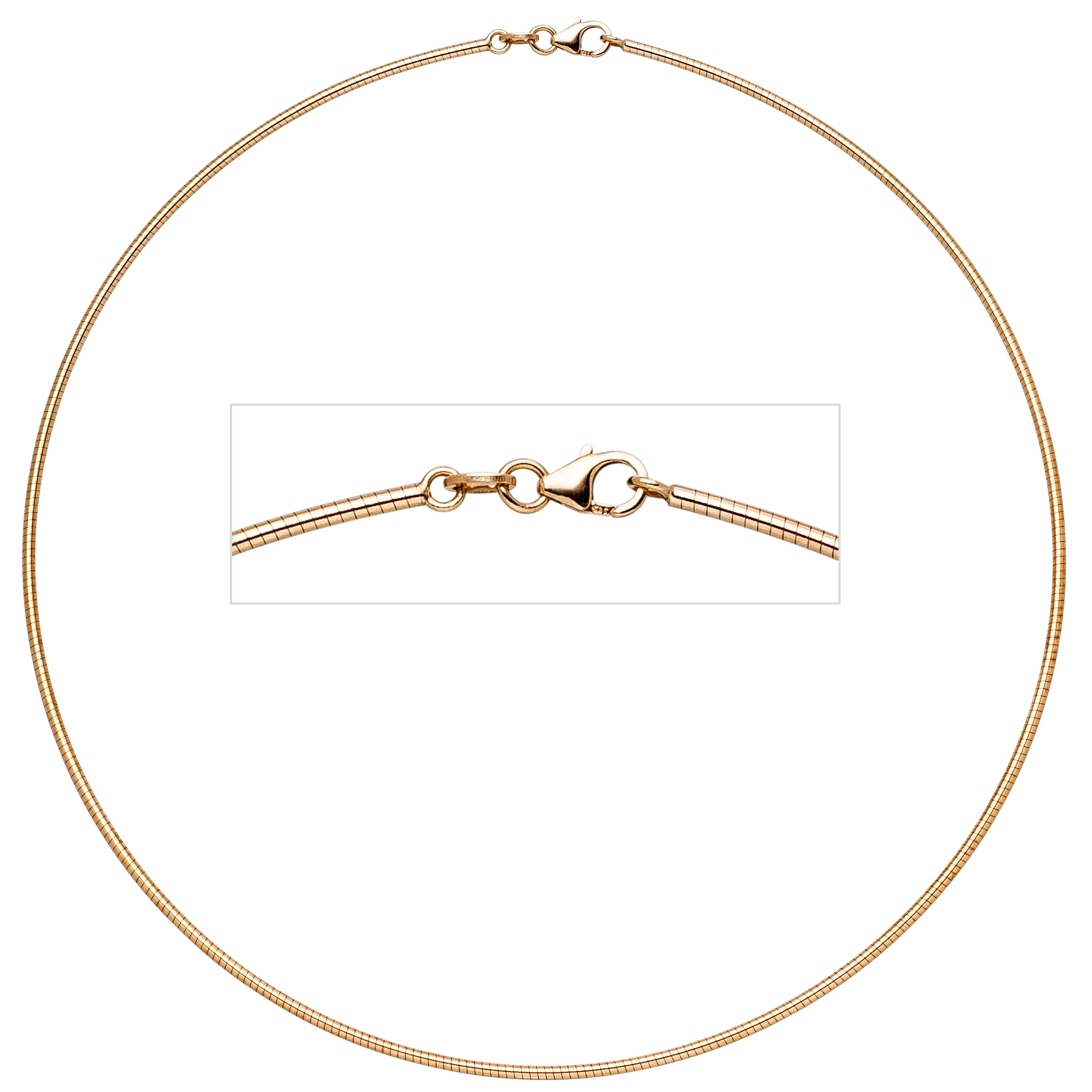 Halsreif 585 Rotgold 1 mm 42 cm Gold Kette Halskette Rotgoldhalsreif Karabiner - Image 2