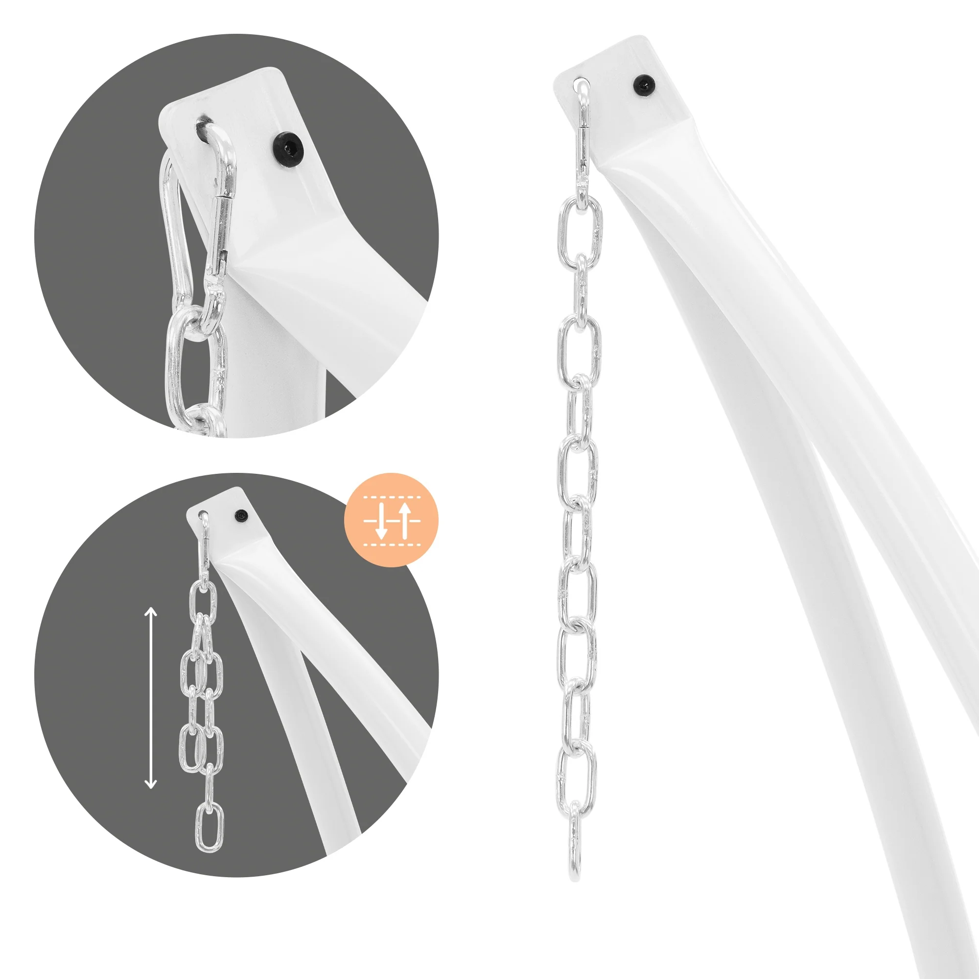 Hängesesselgestell 208 cm Weiß aus Metall ML-Design - Image 3