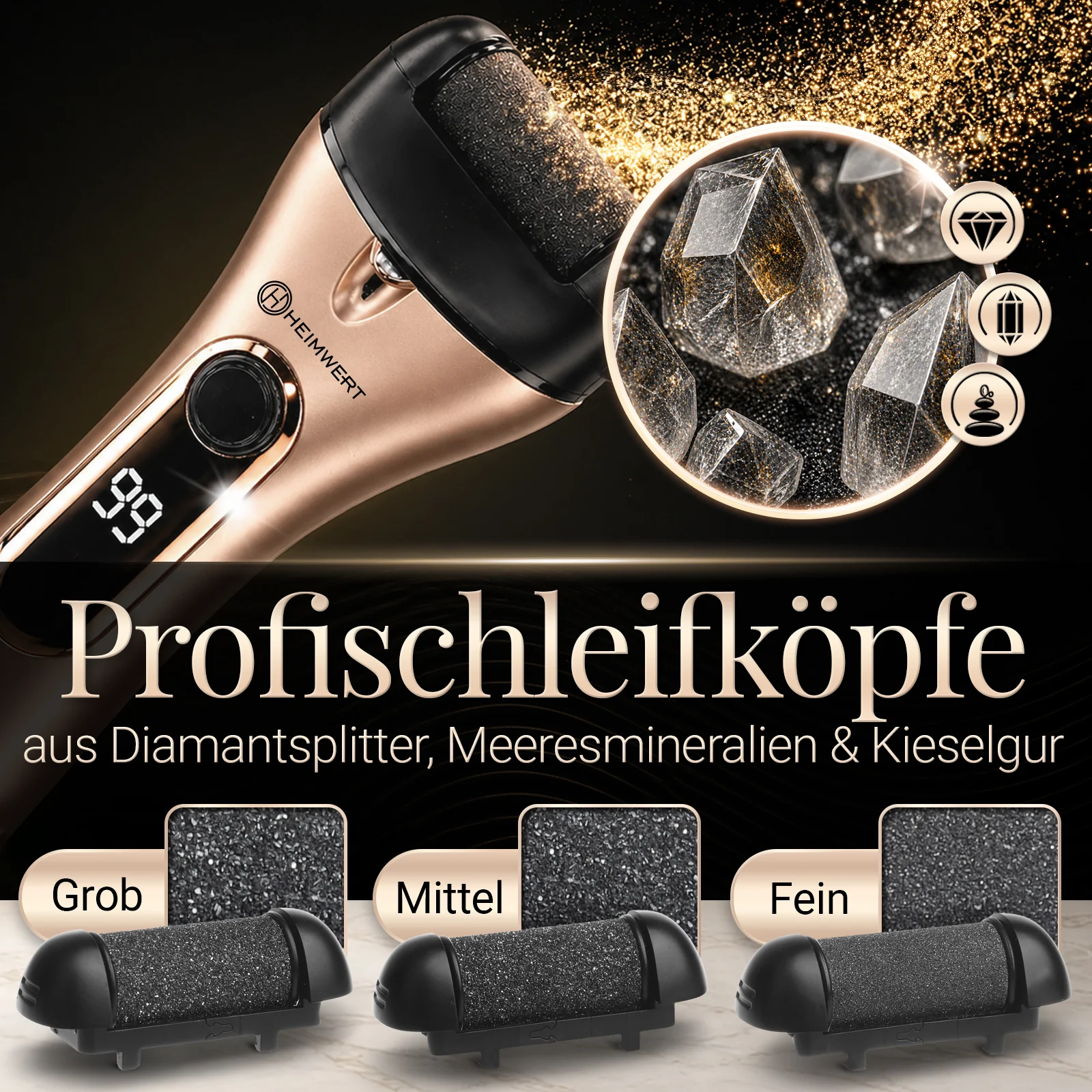 Hornhautentferner Pediküre elektrisch mit Diamant, extra starkem Motor, nass/trocken - Image 6