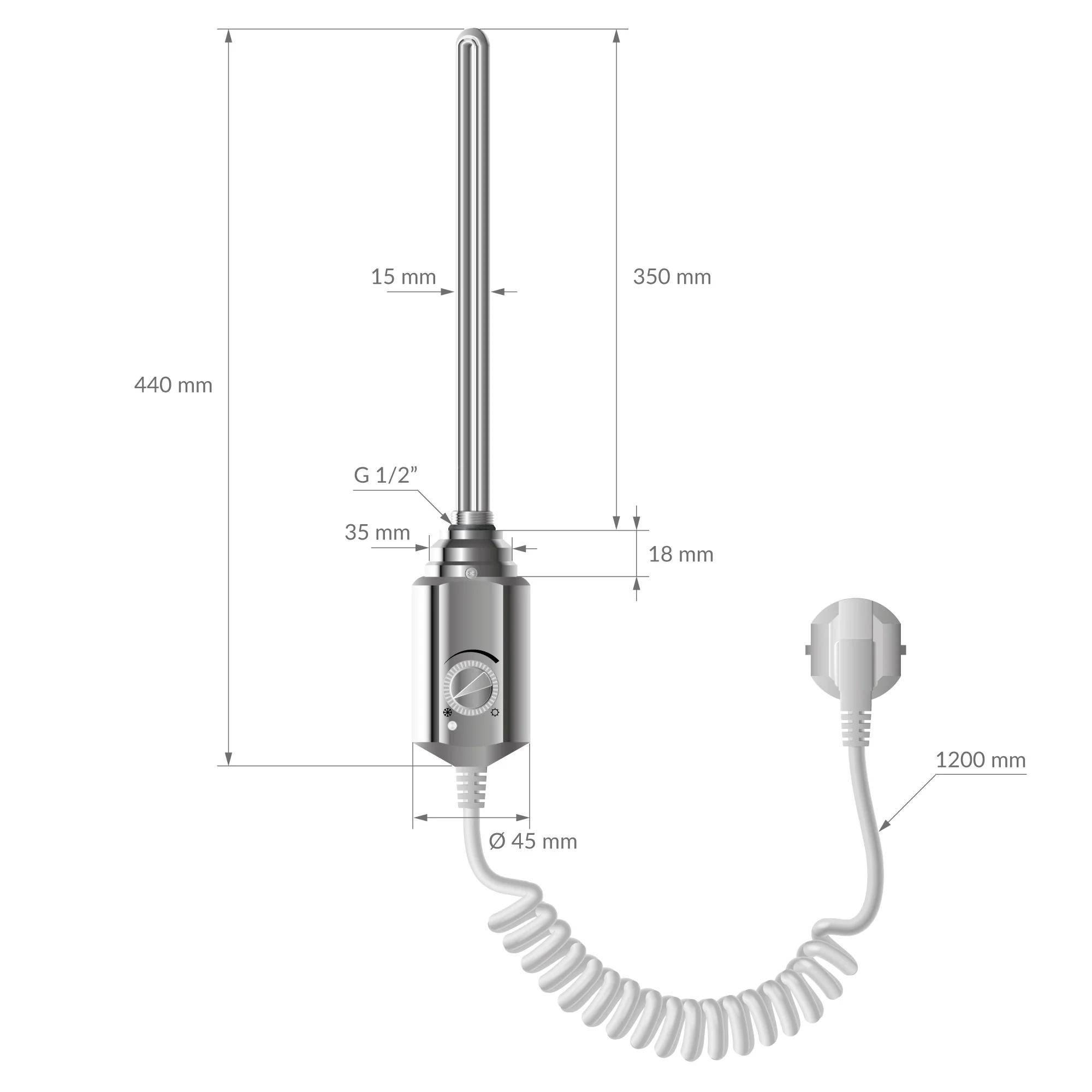 Heizstab 300W Chrom für Badheizkörper, Heizpatrone mit Thermostat für Heizkörper - Image 10