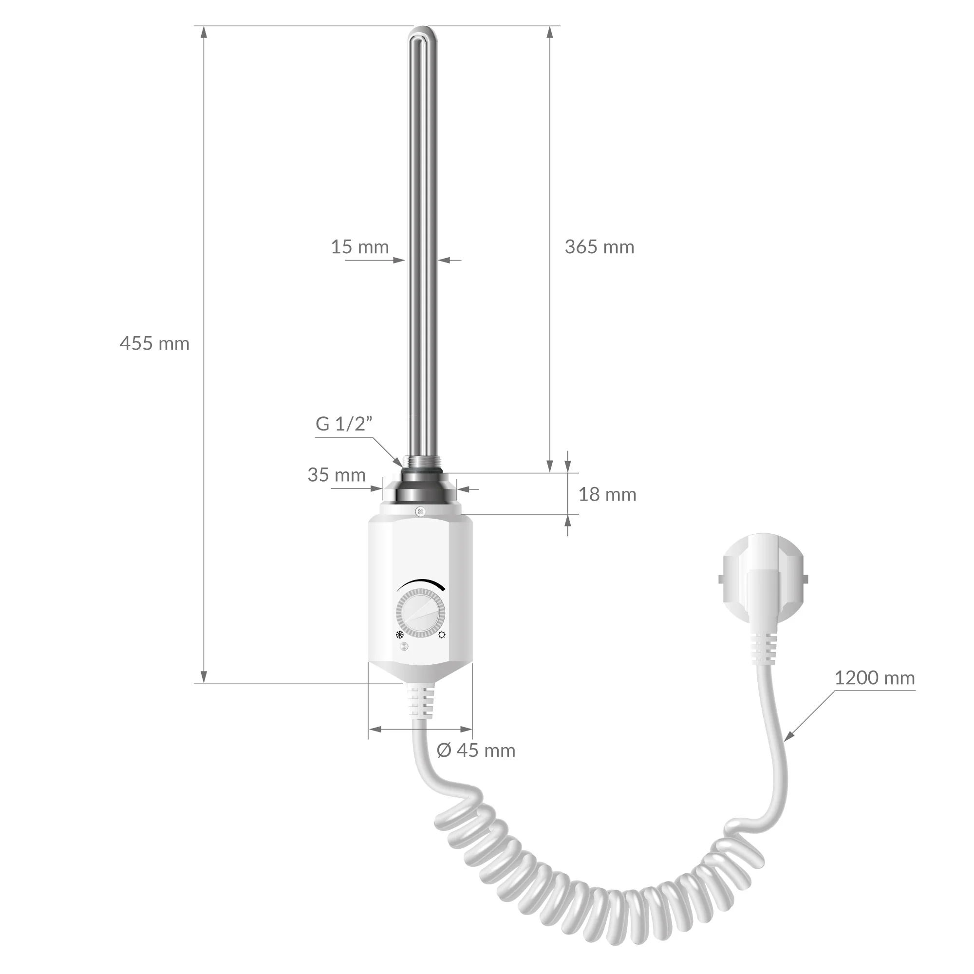 Heizstab 300W Chrom für Badheizkörper, Heizpatrone mit Thermostat für Heizkörper - Image 19