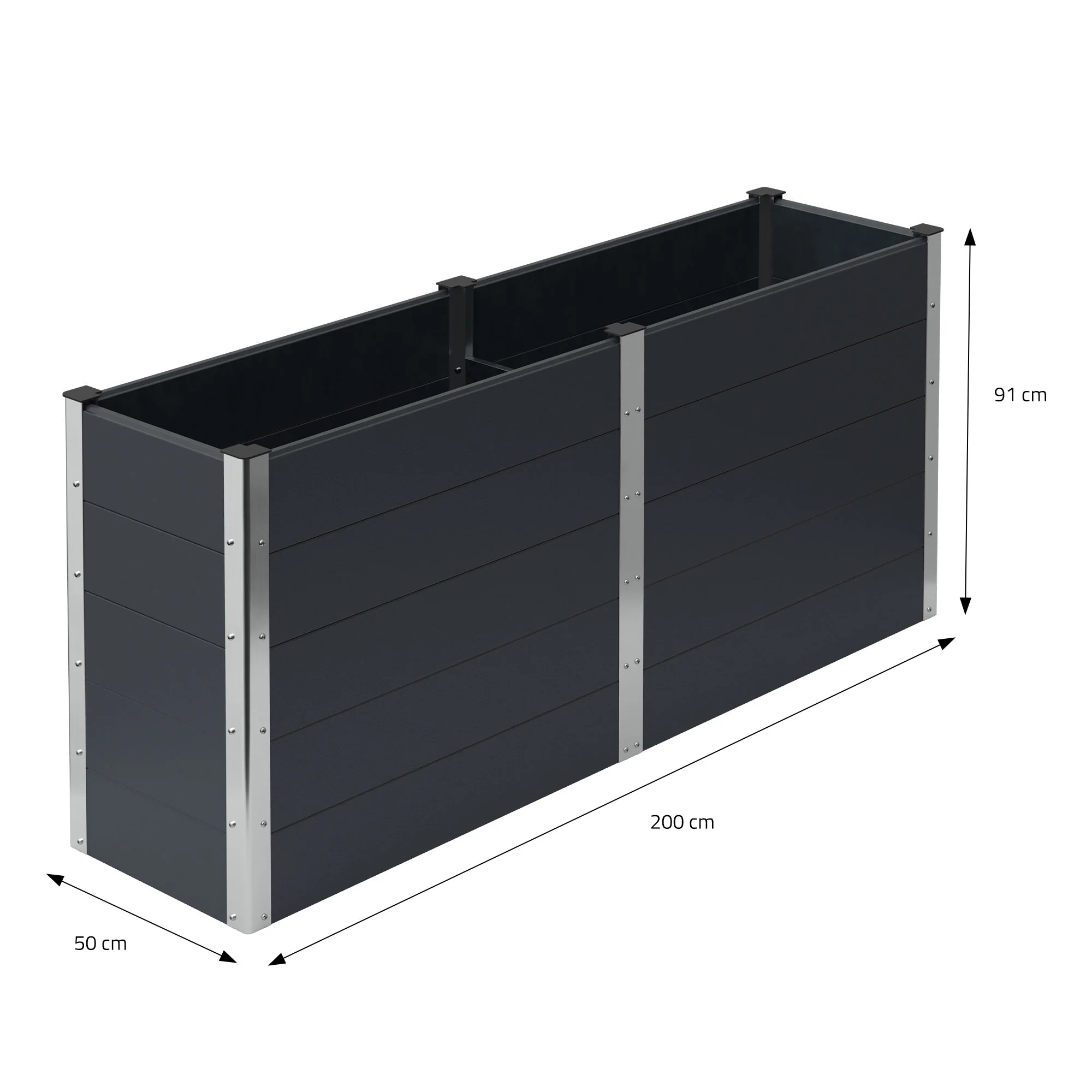 Hochbeet 200x50x91 cm Anthrazit aus WPC ML-Design - Image 6