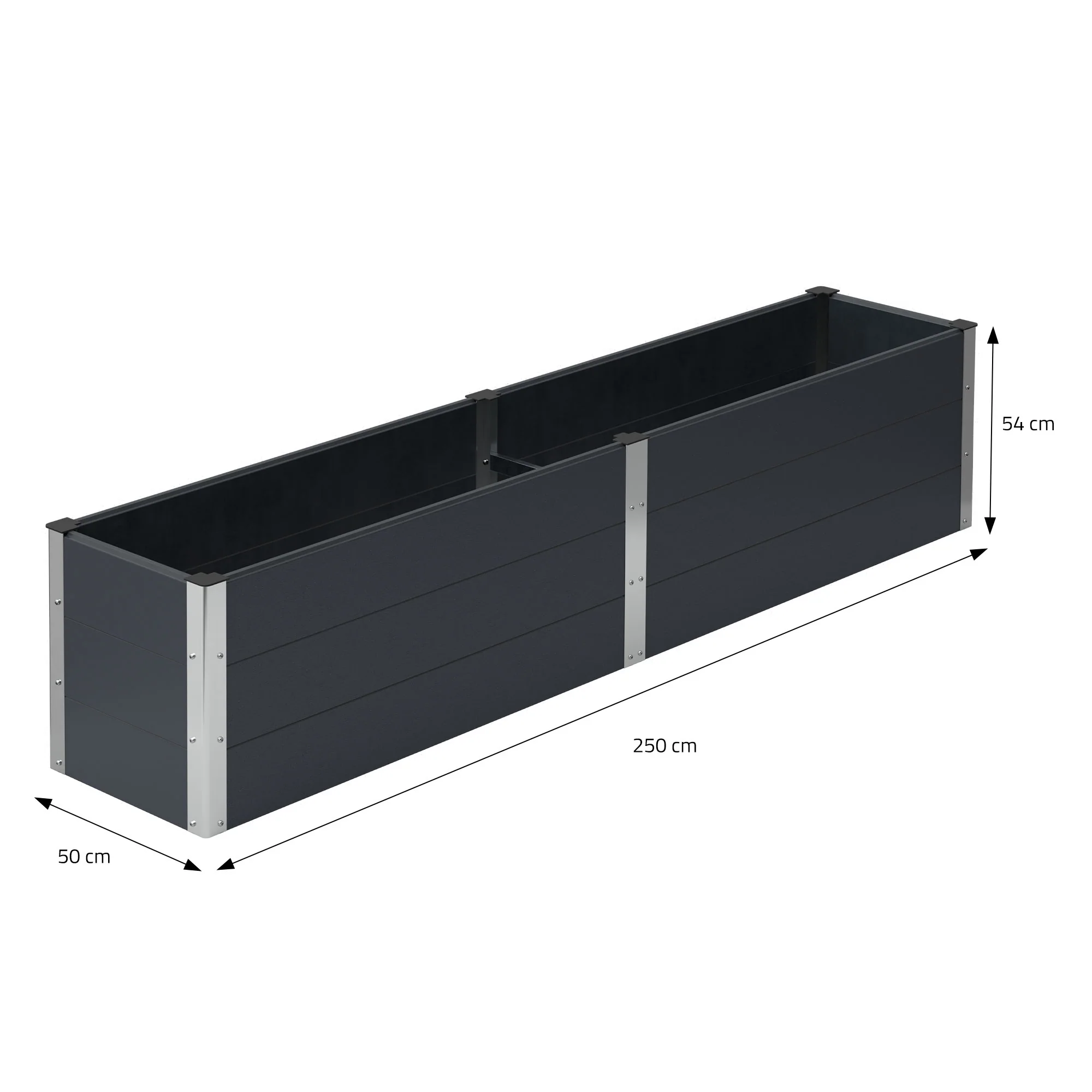 Hochbeet 250x50x54 cm Anthrazit aus WPC ML-Design - Image 6