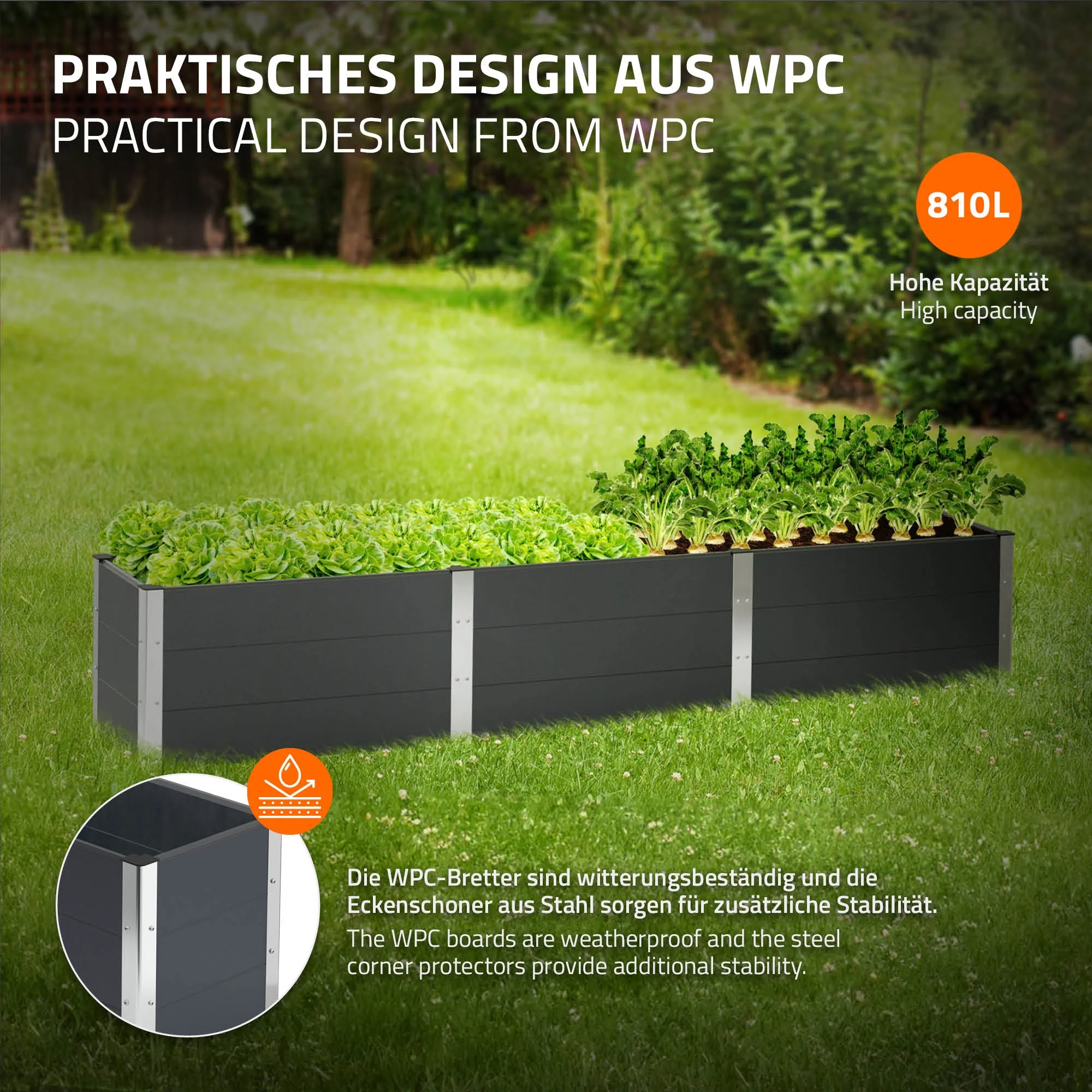 Hochbeet 300x50x54 cm Anthrazit aus WPC ML-Design - Image 3